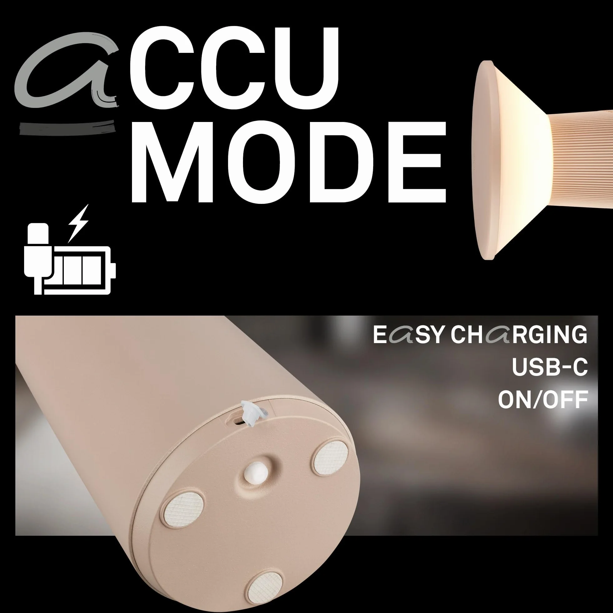 BRILONER - Ładowalna lampa stołowa bezprzewodowa, dotykowy ściemniacz z płynną regulacją, funkcja pamięci, ip44, usb-c, LED model przenośny, German Design Award 2026, 15x24 cm, beżowy kolor
