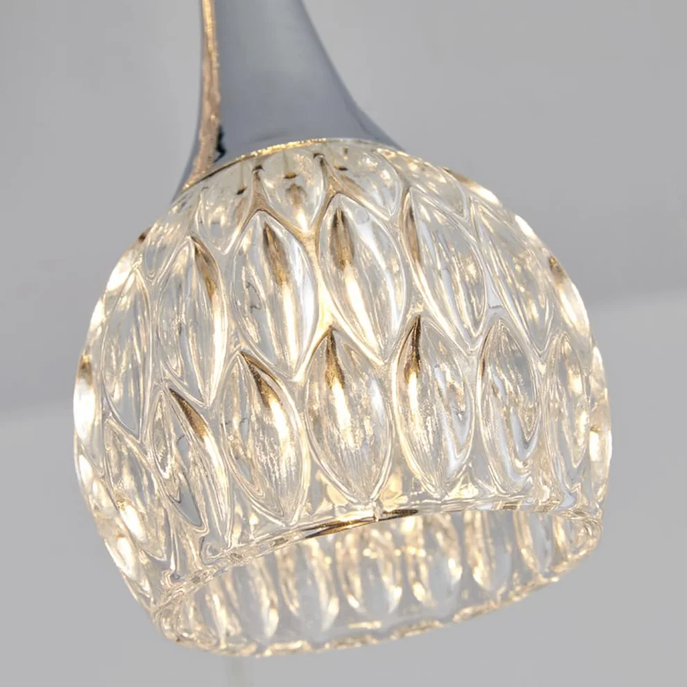 Nowoczesne 10-punktowe żyrandole spiralne Polerowane chromowane lampy wiszące Art Glass Shade Dome Długi żyrandol Oświetlenie do przedpokoju Klatka schodowa Oprawa sufitowa
