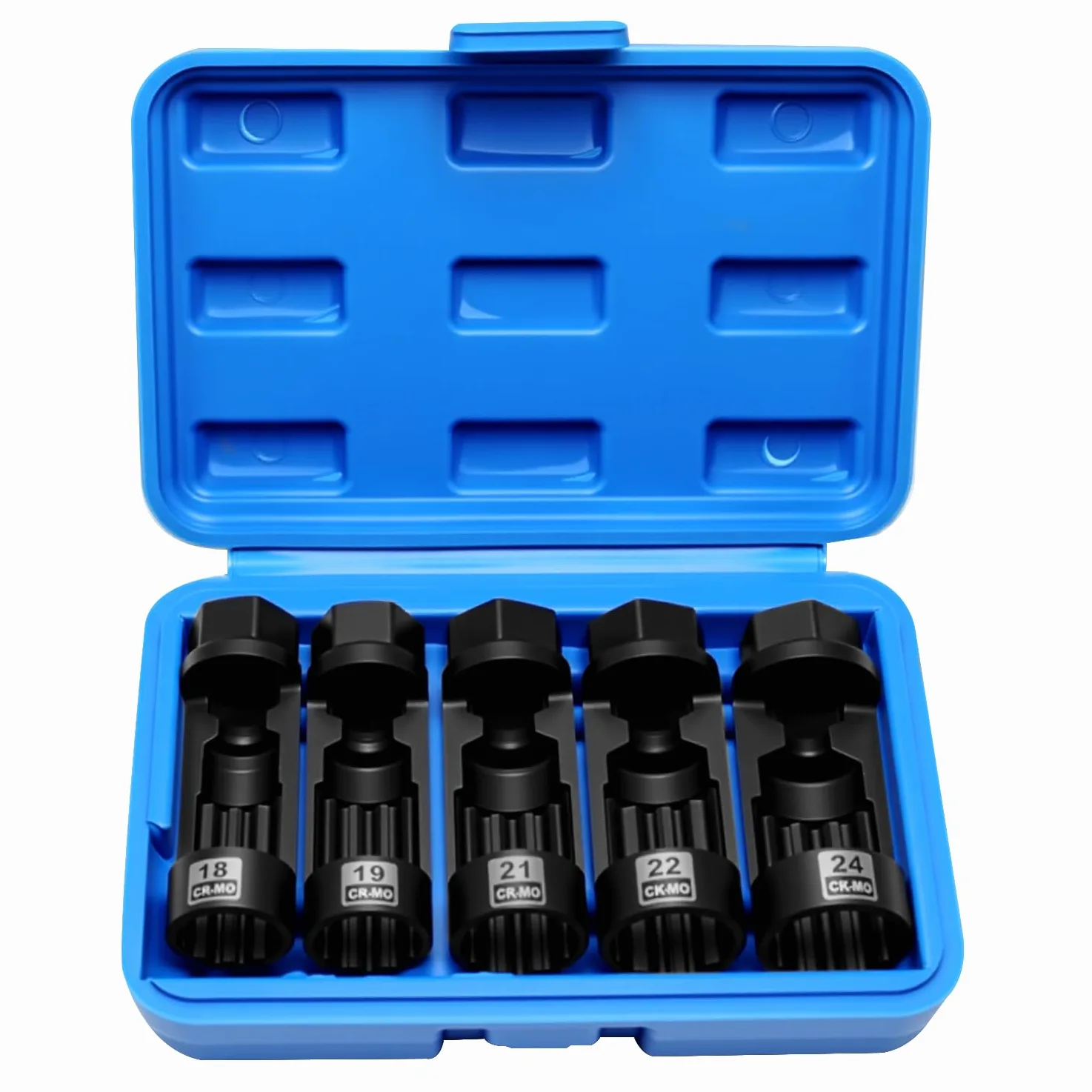 ZKTOOL 081 zestaw gniazd nasadowych z nakrętką napinającą 18 mm 19 mm 21 mm 22 mm 24 mm