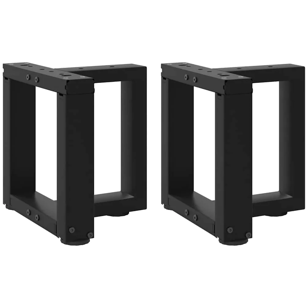 Nogi stolika kawowego w kształcie litery T ze stali malowanej proszkowo, czarne, 30 x 25 x (30-31) cm, 2 sztuki z regulowanymi nóżkami poziomującymi, stabilna podstawa meblowa, łatwy montaż