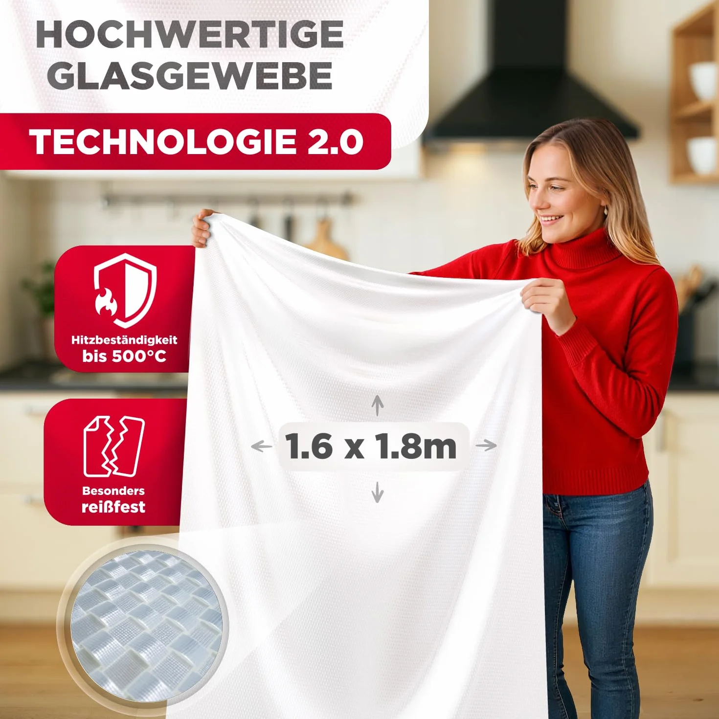 Koc gaśniczy 1,6 x 1,8 m – koc gaśniczy do kuchni i gospodarstwa domowego – koc przeciwpożarowy w sytuacjach awaryjnych, koc ochronny przeciwpożarowy certyfikowany według normy EN, koc