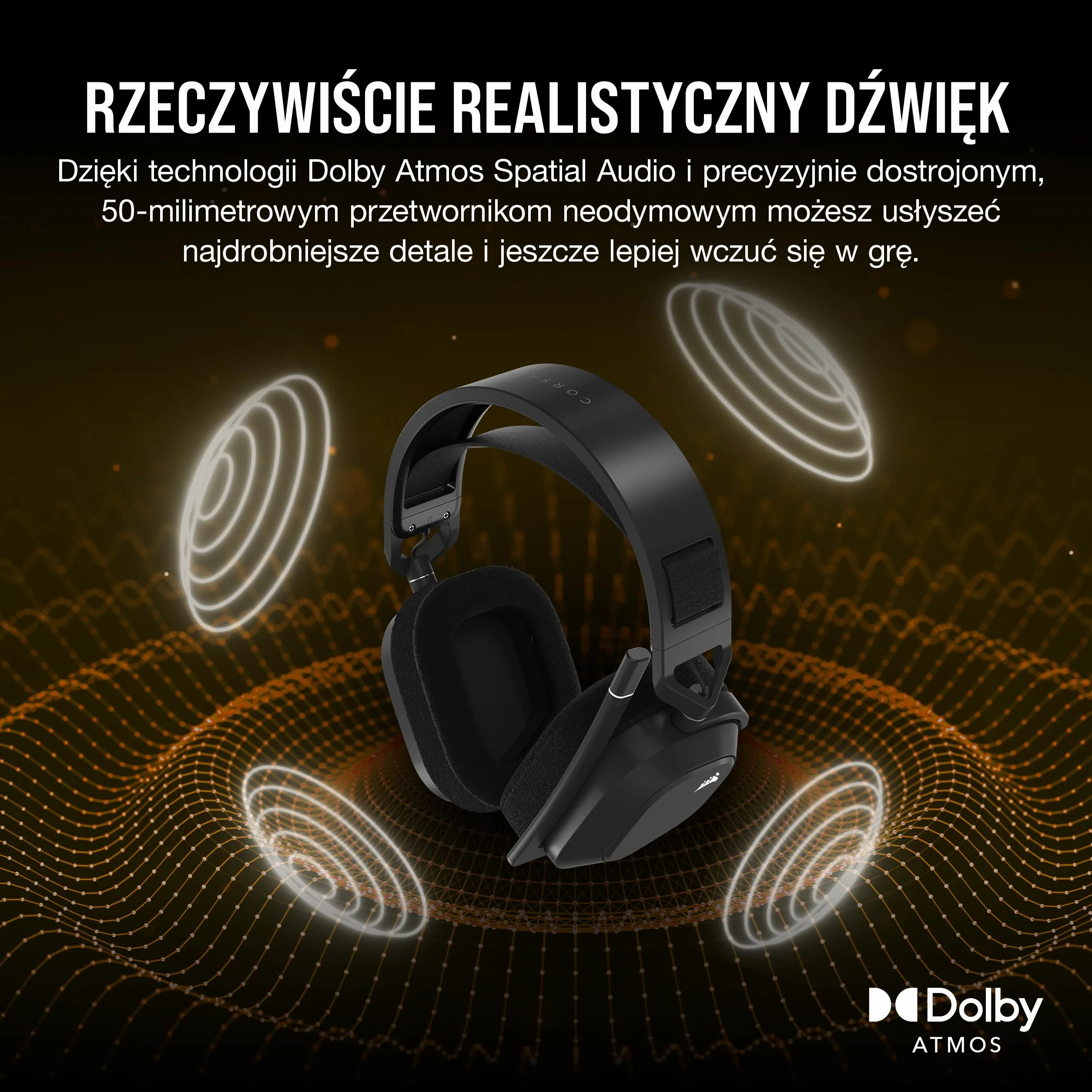 Corsair HS80 MAX WIRELESS Wieloplatformowy Zestaw Słuchawkowy do Gier z Bluetooth – Dolby Atmos – Mikrofon o Jakościowej Transmisji – Kompatybilny z iCUE – PC, Mac, PS5, PS4, Mobile – Stalowoszary