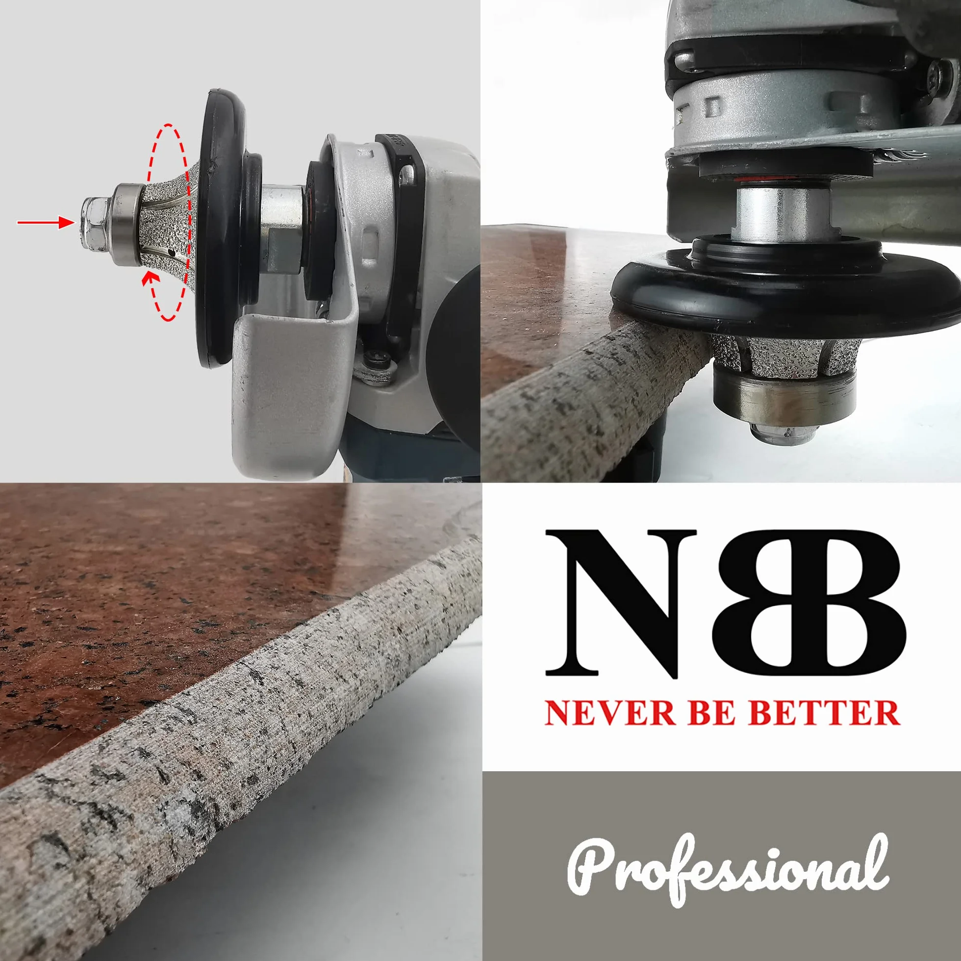 NBB Diamentowe koło profilowe, diamentowe frezowanie routera, wiertło do profilowania porcelany płytki ceramiczne granit marmur, łatwy w użyciu w szlifierce kątowej(Half-Bullnose, B20)