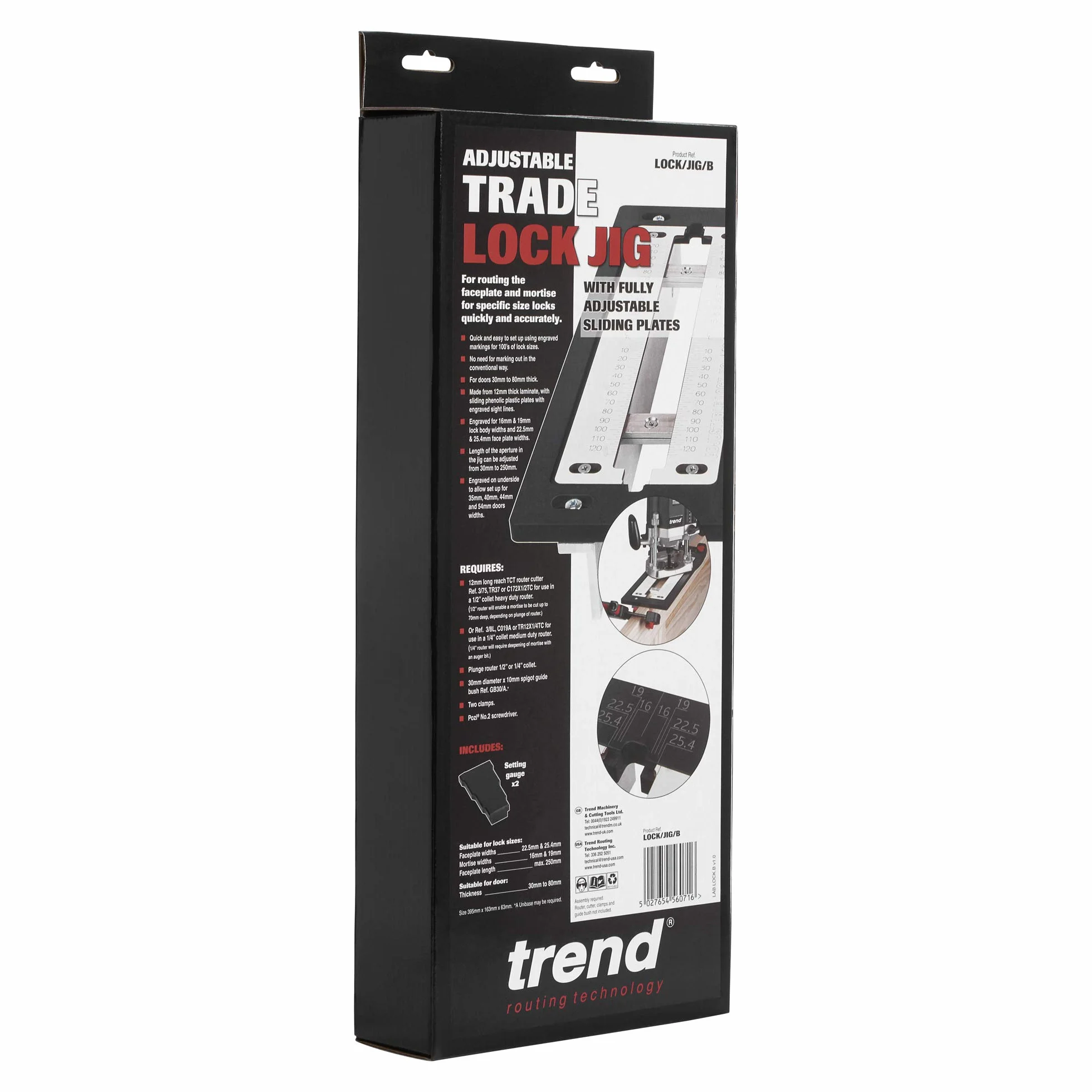 Trend Lock Jig do wpuszczanych zamków i zatrzasków, do płyt czołowych o długości 30-250 mm, LOCK/JIG/B