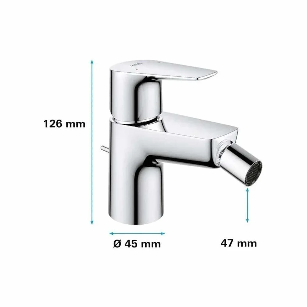 GROHE StartEdge - bateria bidetowa jednoręczna (oszczędzająca wodę, montaż jednootworowy, trwała powierzchnia), chrom, 23345001