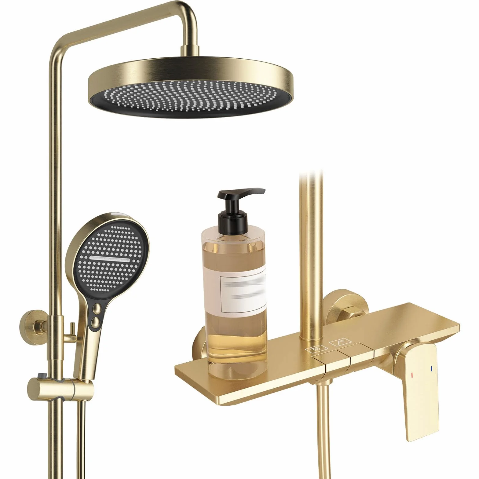 Kolumna prysznicowa, innowacyjny w klawiszach fortepianowych, nowoczesny zestaw prysznicowy, system prysznicowy 10in/25 cm, 4 tryby prysznica, aerograf, stół do przechowywania, regulowana