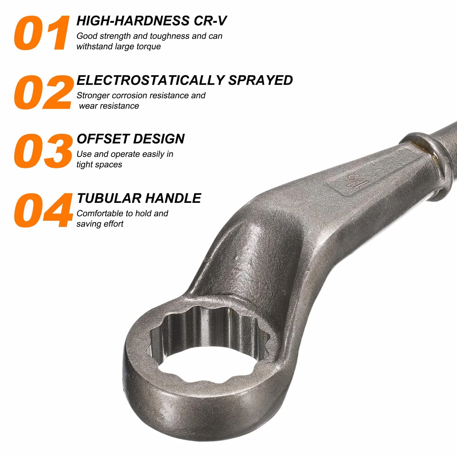QUARKZMAN Klucz nasadowy z końcówką skrzynkową 1-1/2" CR-V 12 punktów pojedynczy koniec Torx Klucz rurowy z wysokim kołnierzem do dokręcania śruby i mocowania szaro-srebrny
