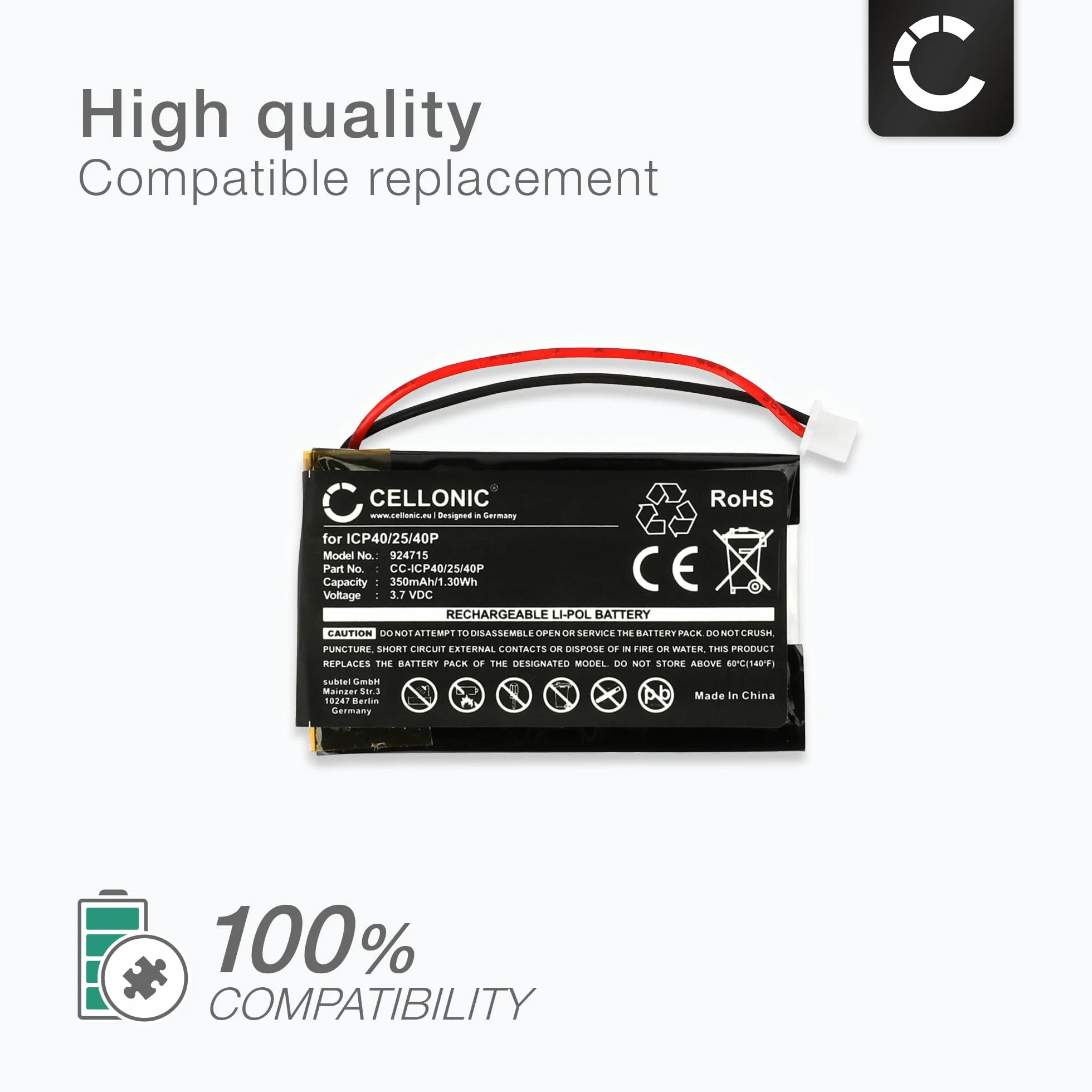 CELLONIC® Akumulator zapasowy ICP40 350 mAh do Sena SMH5 SMH-5 Bluetooth