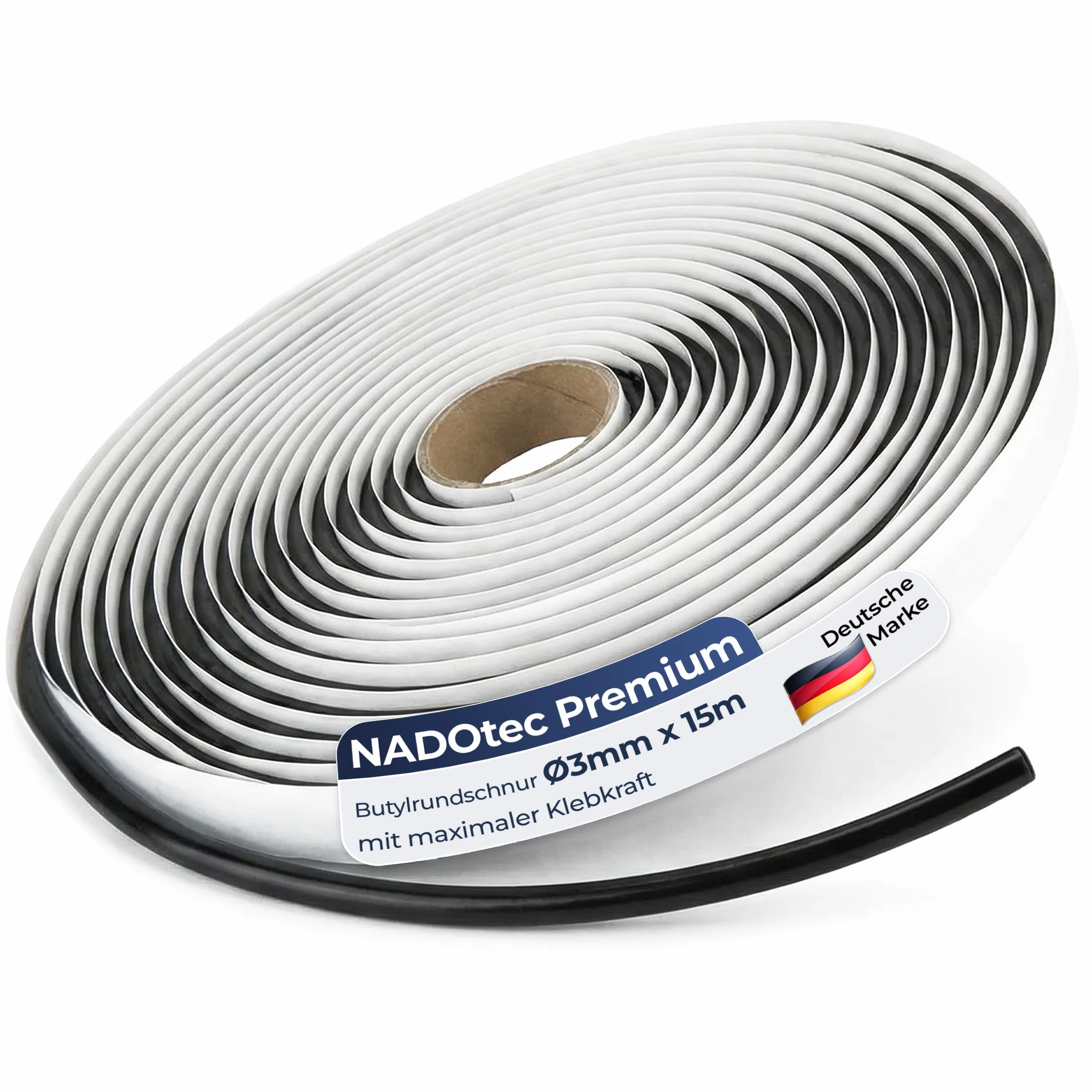Okrągły sznurek butylowy, taśma butylowa czarna 3 mm x 15 m