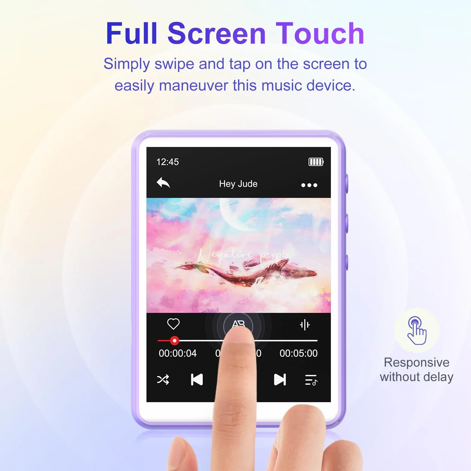 MECHEN Odtwarzacz MP3 Bluetooth 5.3 z ekranem dotykowym, odtwarzacz MP3 64 GB z głośnikiem, dźwięk HiFi, radio FM, muzyka, wideo, e-book, nagrywarka głosu, w zestawie pokrowiec ochronny