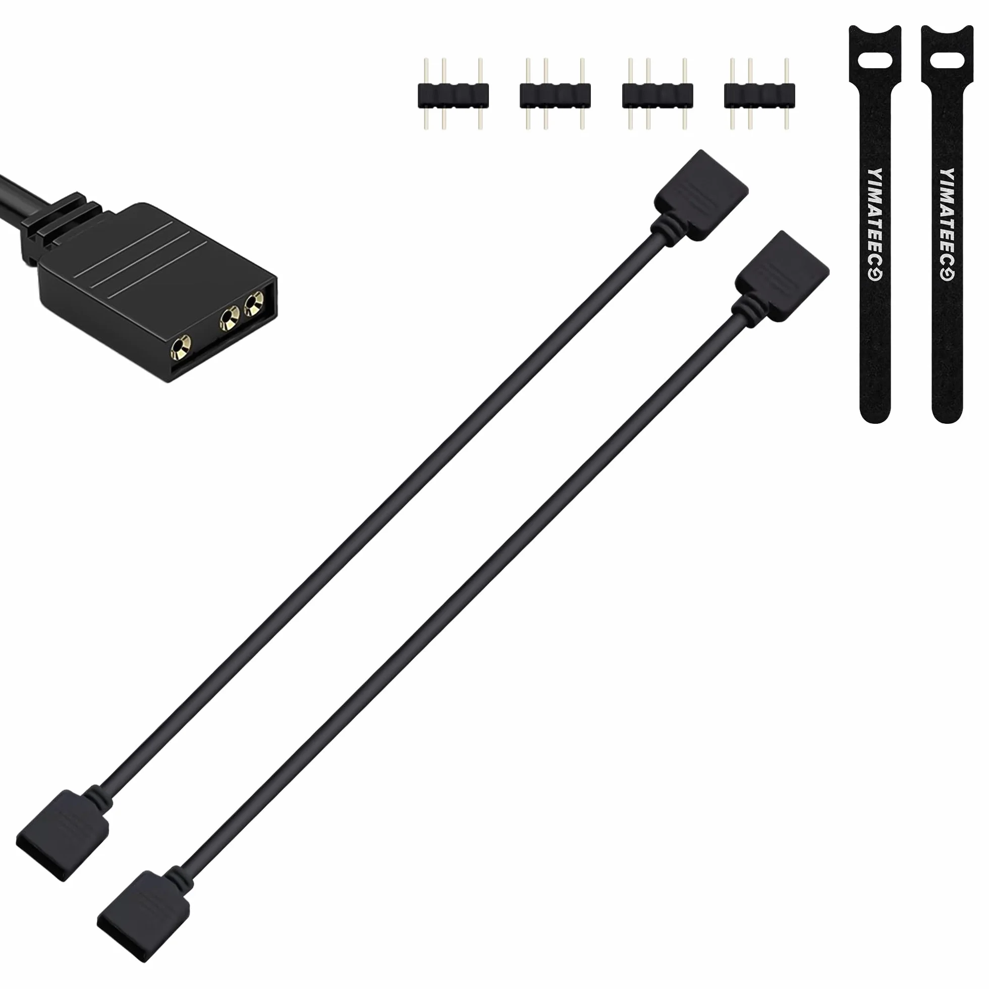 ARGB Przedłużacz 5V 3-biegunowy Rozdzielacz LED 30cm 2szt Czarny