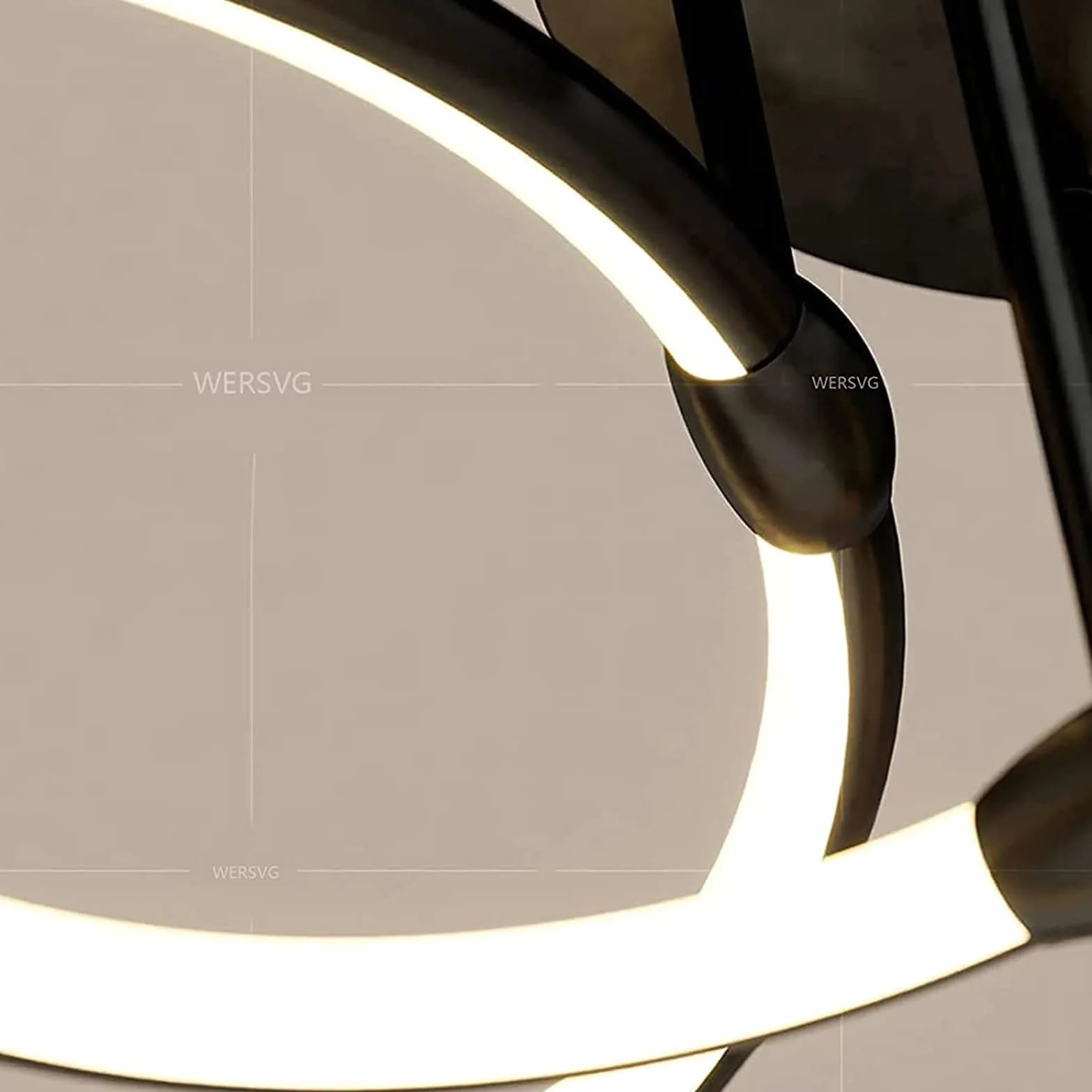 Lampa sufitowa LED Lampa do salonu Kreatywność Pierścień Lampa sufitowa Kolor światła i jasność Regulowana za pomocą pilota Żyrandol do sypialni Metal Okrągły żyrandol sufitowy (czarny, Ø93cm/108W)