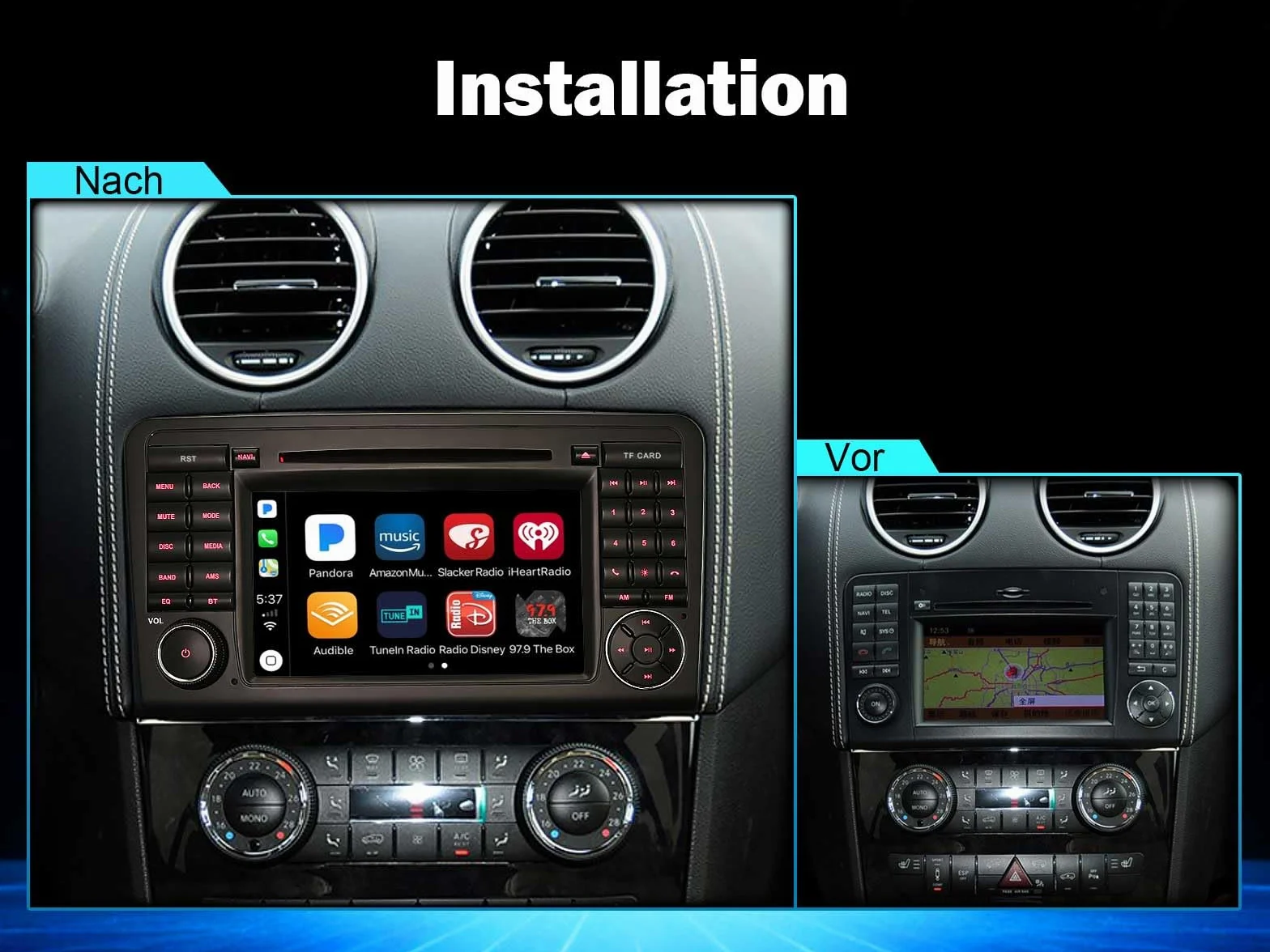 Erisin Android 14 4 GB + 64 GB 8-rdzeniowy DVD radio samochodowe GPS nawigacja do Mercedes-Benz klasy ML W164 GL X164 7" ekran dotykowy bezprzewodowy CarPlay Android Auto DAB+ WiFi 4G Bluetooth 5.0