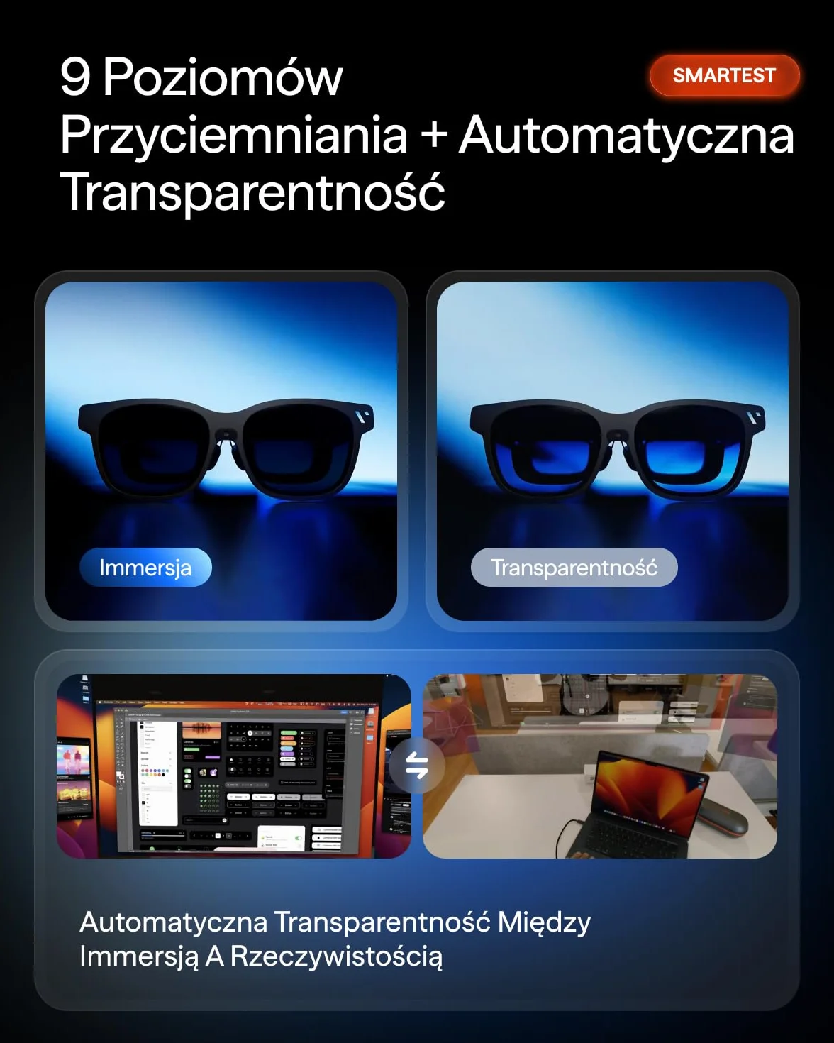 VITURE Beast okulary XR 174" 1200p 58° FOV wbudowany VisionPair™ 3DoF HARMAN Audio AR dla iPhone Android Mac PC Switch 2