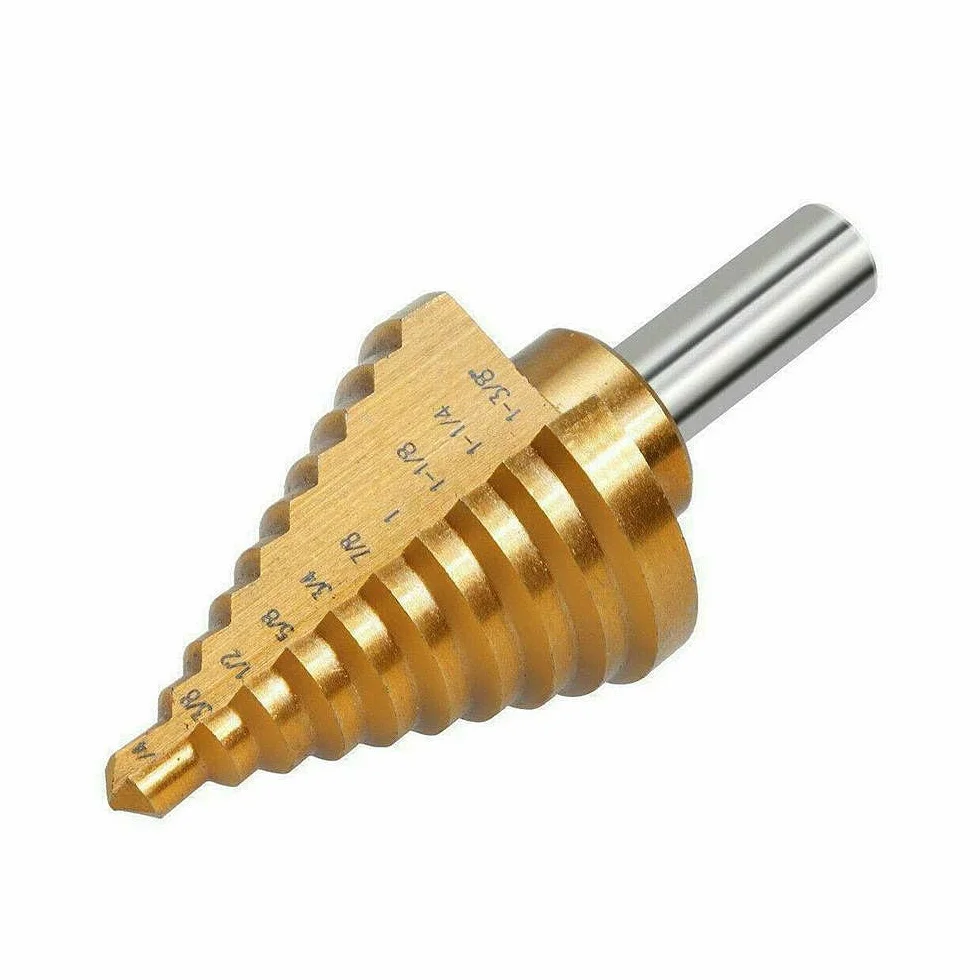 1 sztuk 1/4 "do 3/8" zestaw wierteł stopniowych HSS zestaw wierteł stożkowych stożek metryczny metal powlekany tytanem wiertła sześciokątne