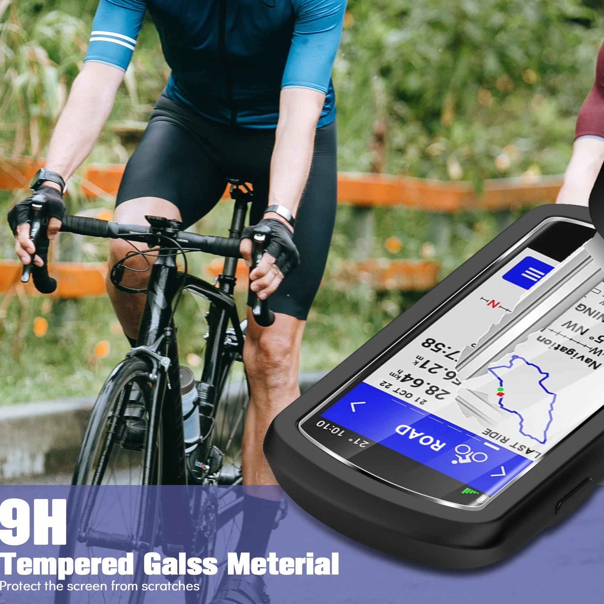 Silikonowe etui do Garmin Edge 1040 z 2 foliami ochronnymi ze szkła hartowanego, czarne