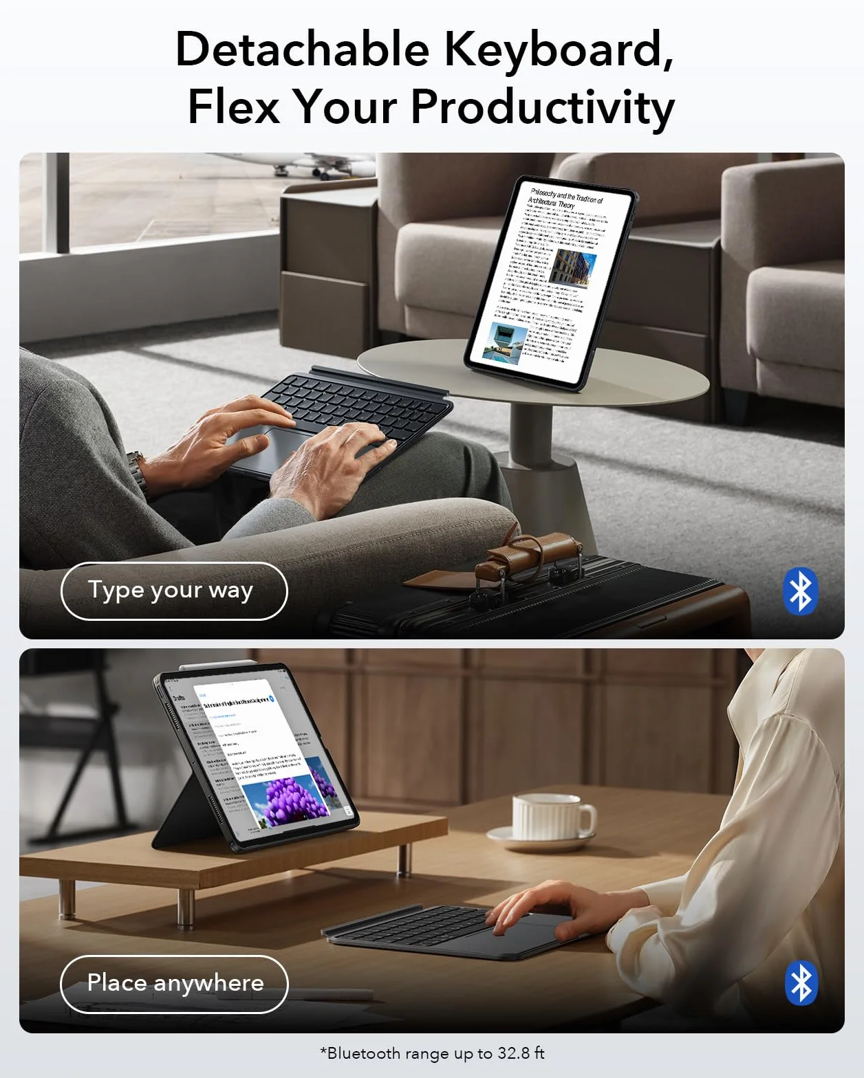 ESR Etui z klawiaturą do iPad Pro 11" M5 M4 2025 2024 magnetyczna zdejmowana klawiatura duży gładzik Click-Anywhere podświetlane klawisze seria Shift ciemnoszare