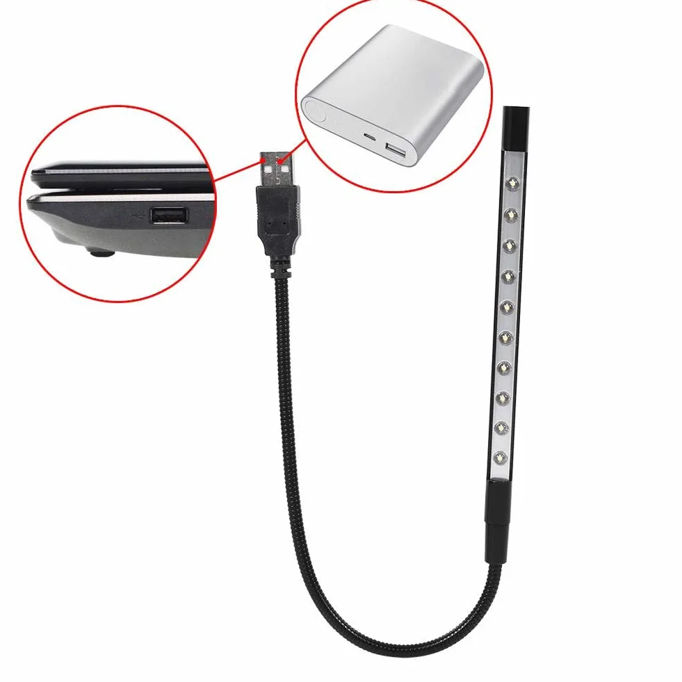 Lampka LED do laptopa 5V USB przenośna obrotowa elastyczna mini ochrona oczu czarna