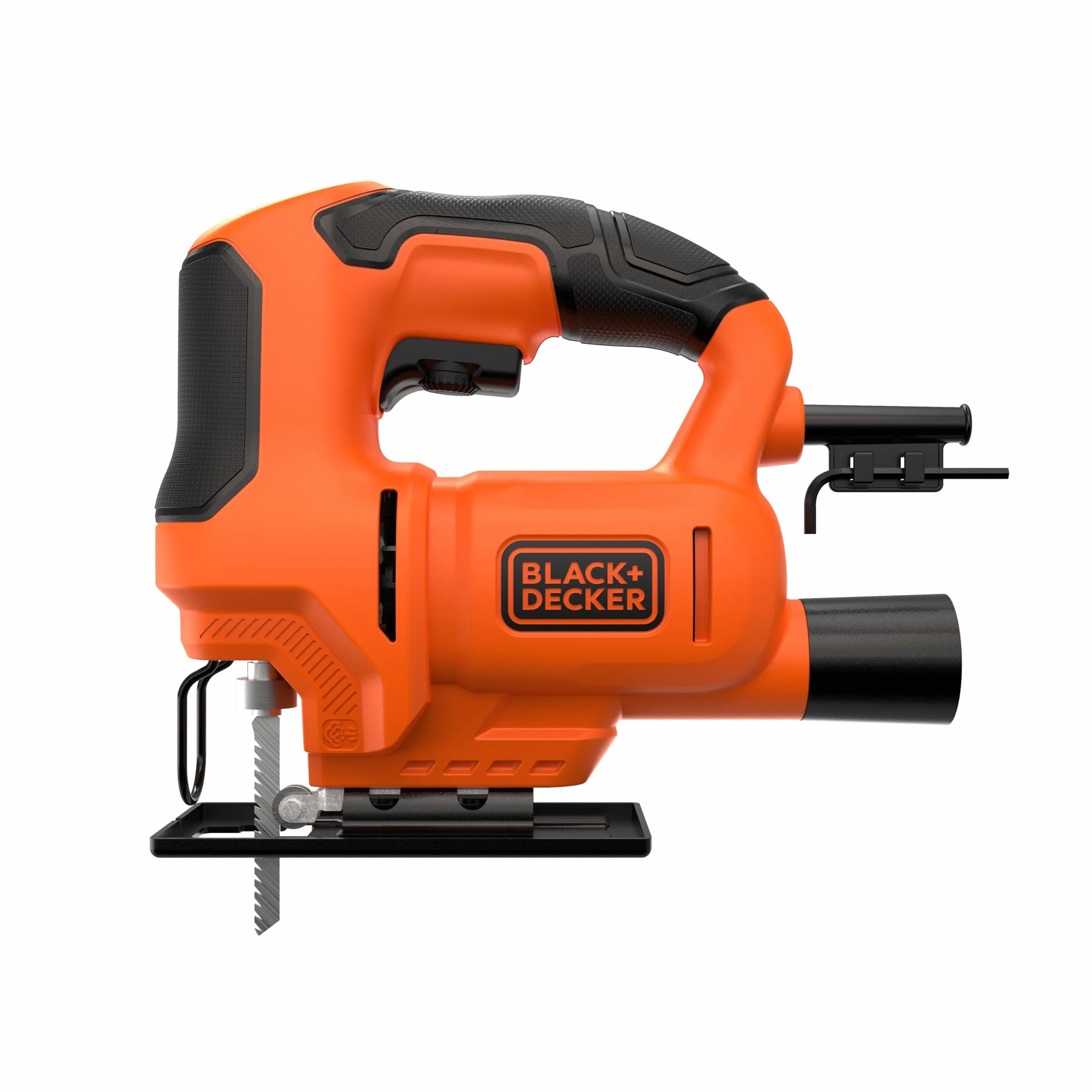 BLACK+DECKER Wyrzynarka 400W, kompaktowa i ergonomiczna konstrukcja, beznarzędziowa wymiana ostrza, cięcie skosem 0-45º, przyjmuje ostrza typu "T", prędkość 0-3 000 cpm - BES603-QS
