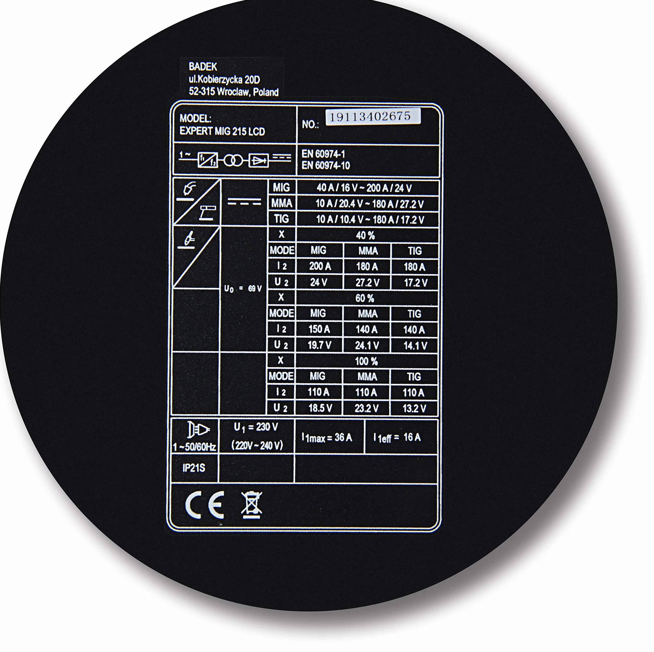 Ideal™ EXPERT MIG 215 MIG/MAG Synergie spawarka 200A TIG 3w1 spawarka bezgazowa FLUX