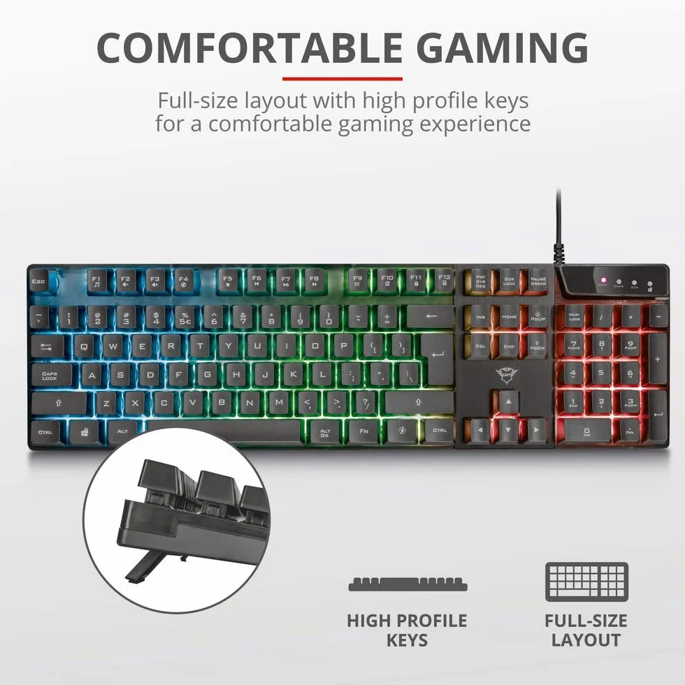 Trust Gaming GXT 835 Azor Klawiatura do gier USB RGB LED podświetlana Anti-ghosting Czarny