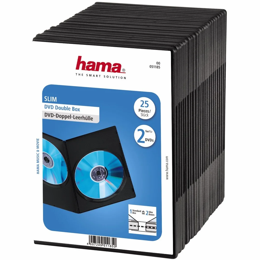 Hama Etui Slim DVD Double Jewel | 25 sztuk | czarne