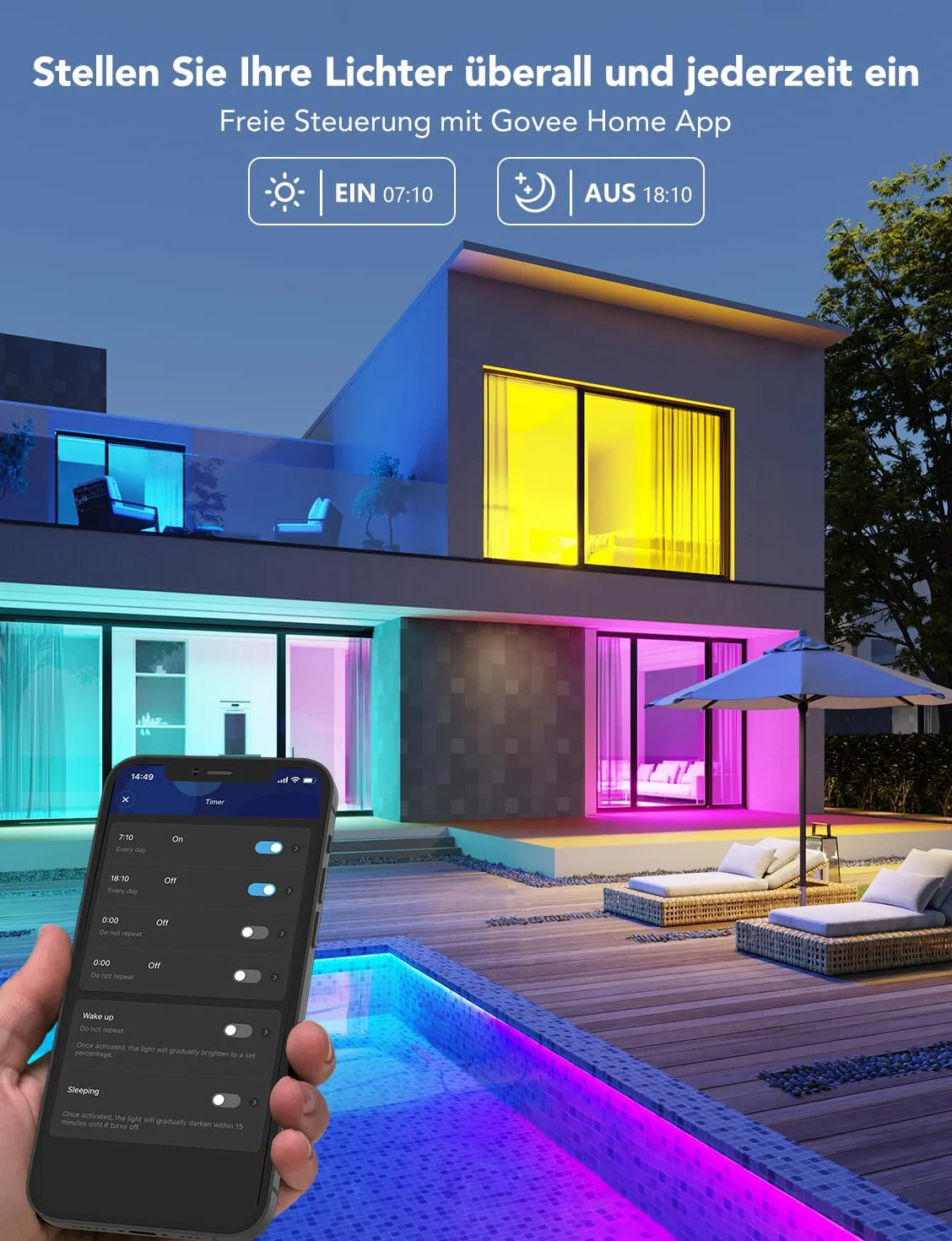 Govee Inteligentna żarówka E27, 1000 lm, Alexa RGBWW, możliwość ściemniania, Wi-Fi i Bluetooth, inteligentna żarówka 75 W, 54 sceny, 16 milionów kolorów DIY, 1 sztuka