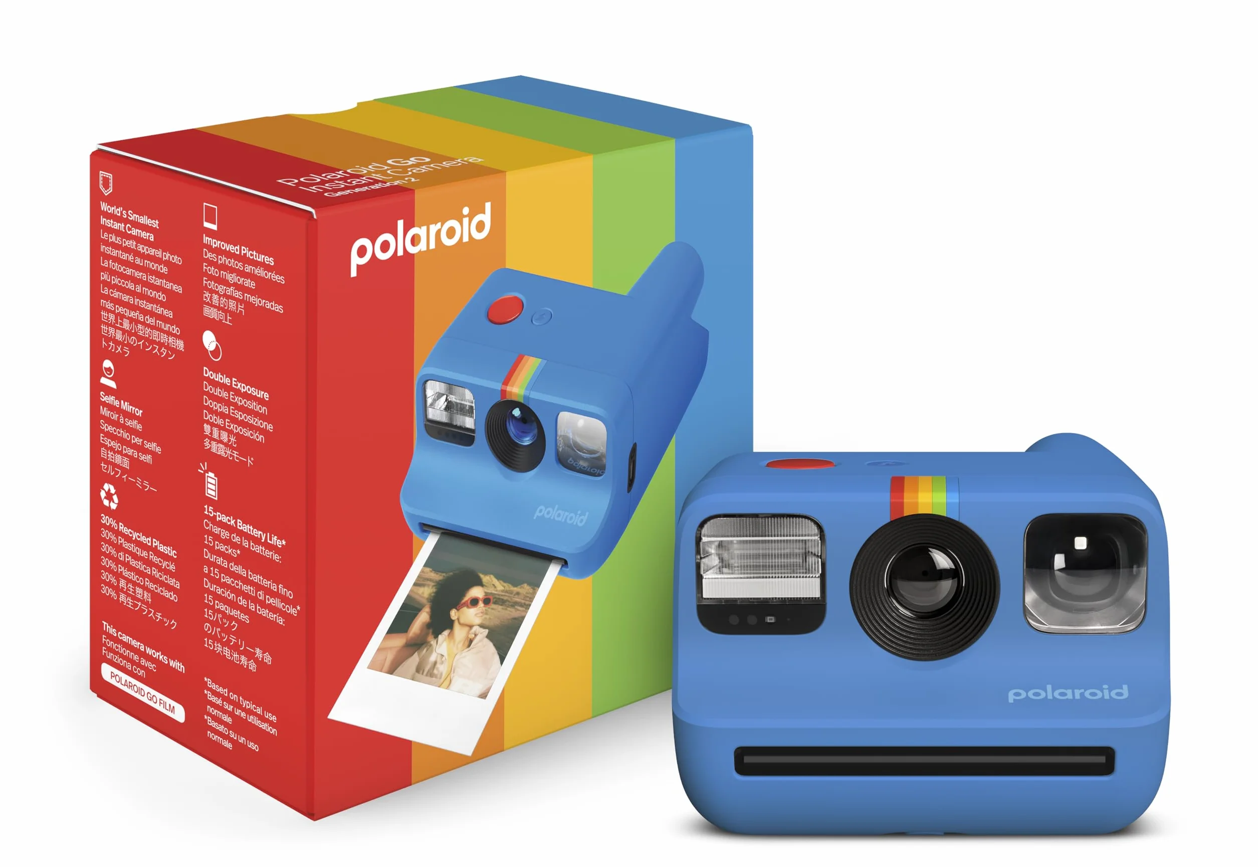 Polaroid Go Generation 2 - natychmiastowa kamera filmowa - niebieska (9147) - kompatybilna tylko z Go Film