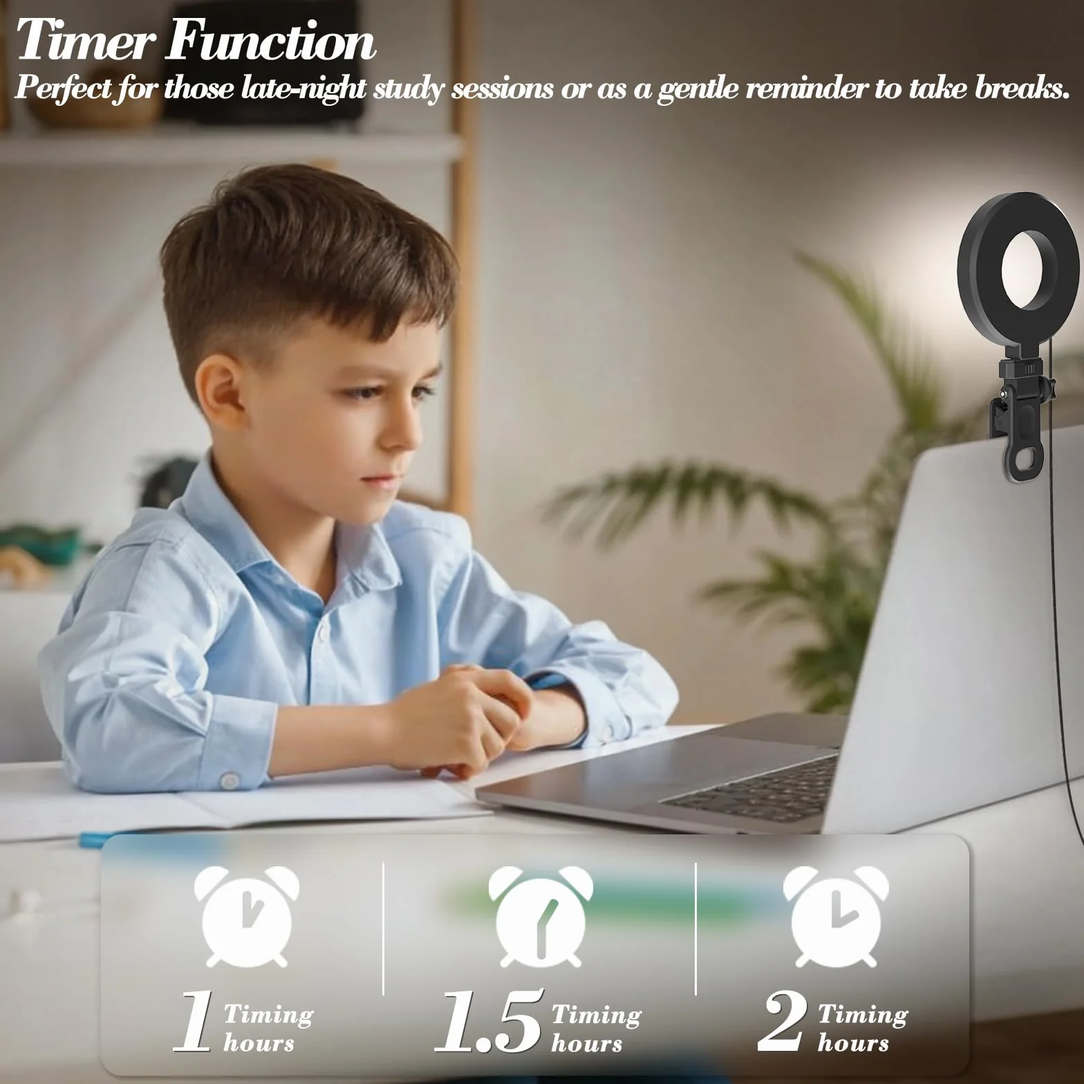 Mojimdo Lampa Pierścieniowa 23LED USB z Timerem do Laptopa, Wideokonferencji