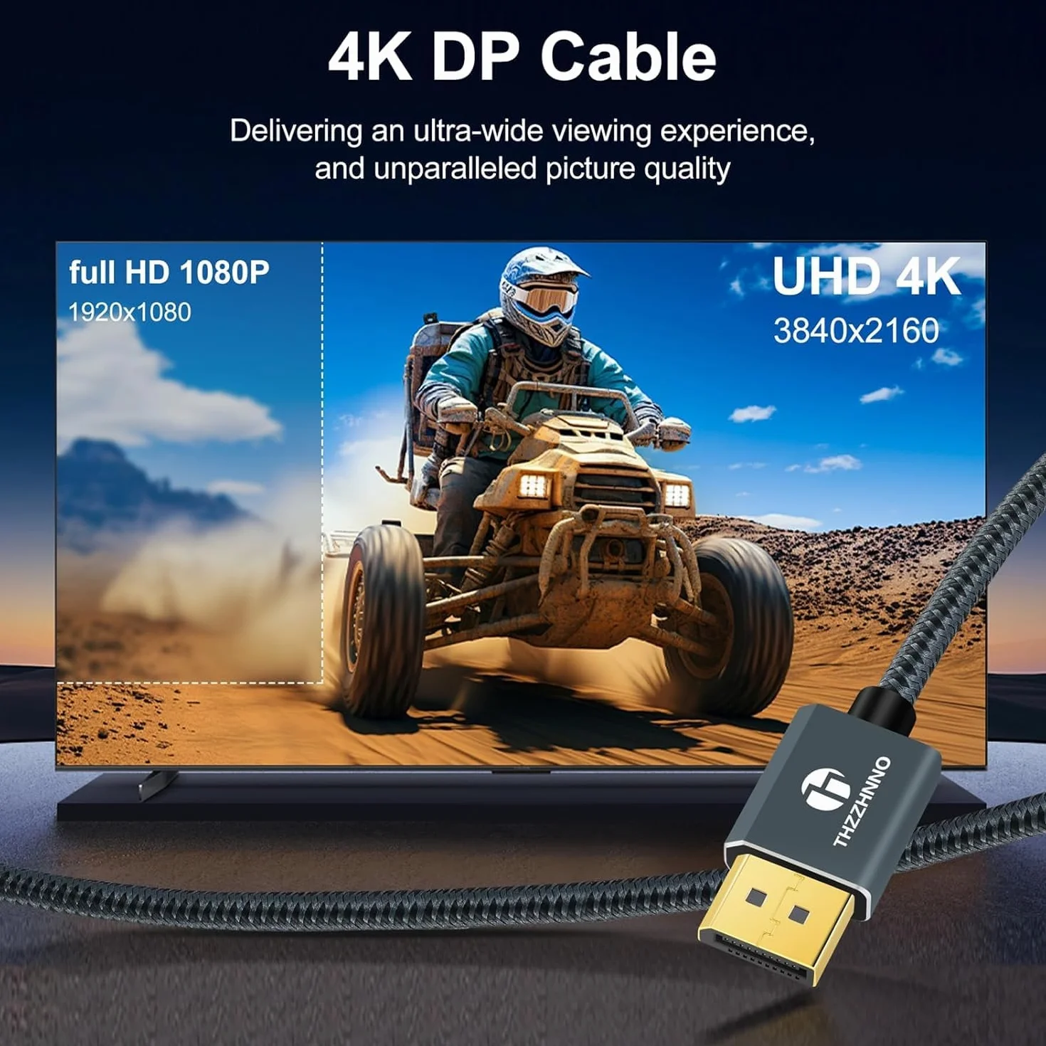 Kabel 90 Stopni DisplayPort 1M, Kątowy w Górę Displayport Wsparcie 1.4 Kable 4K / 60Hz dla karty graficznej monitora gier