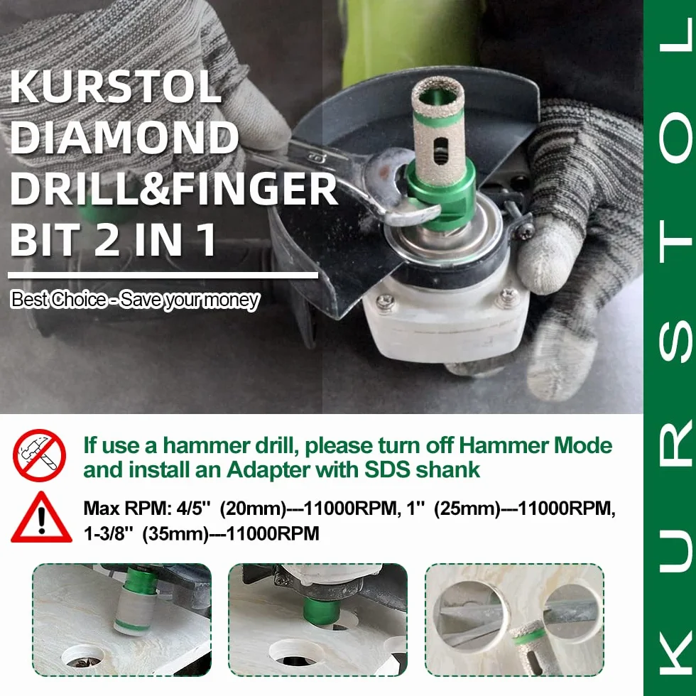 Wiertło diamentowe zestaw - 5 sztuk 25/35/40/50/68mm+20mm wszechstronny frez diamentowy M14 drut do Chin Granit Płytka marmurowa Cięcie na sucho