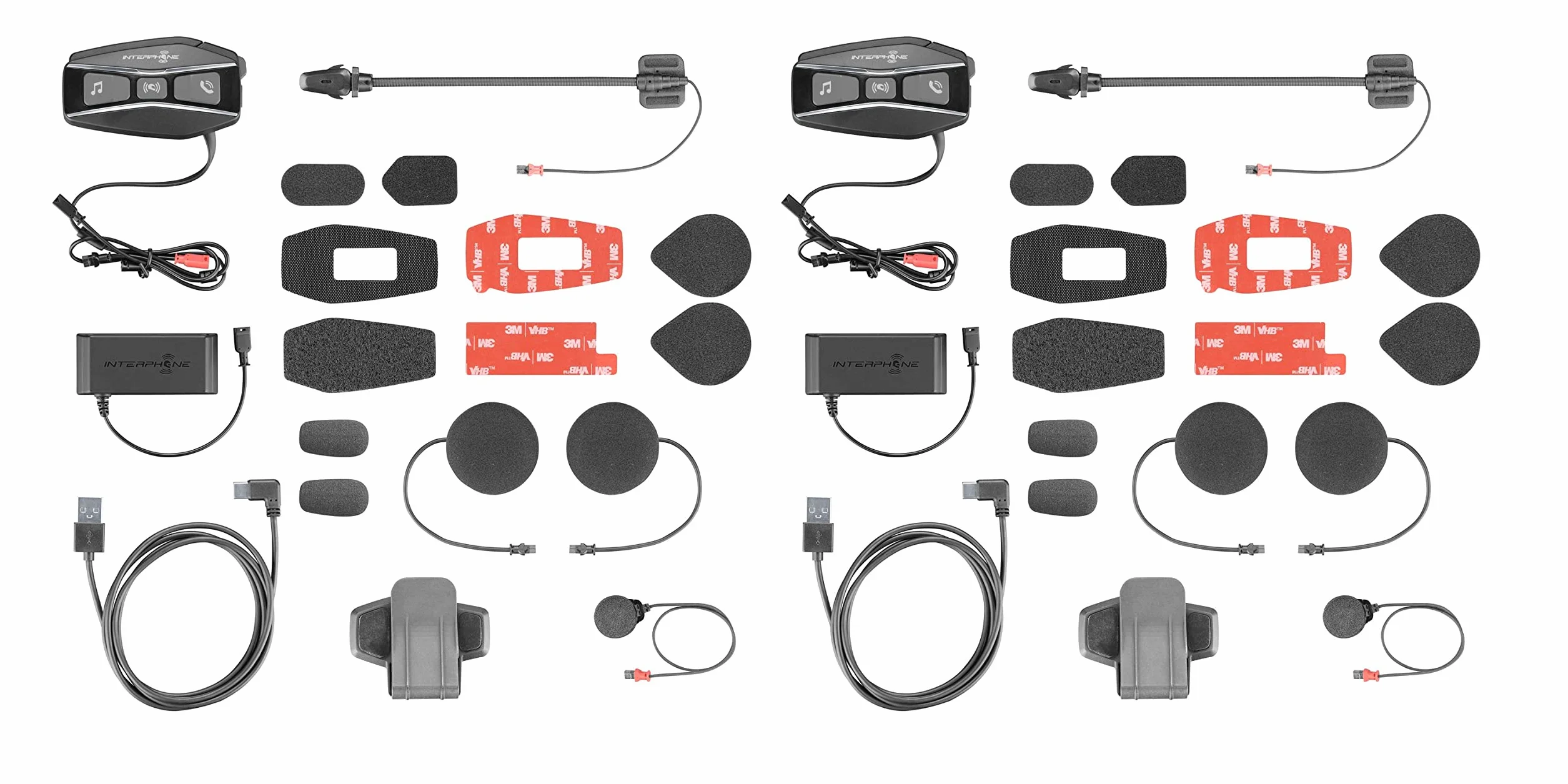Interphone Cellularline INTERPHOUCOM16TP | Doppio | Interfono Tecnologia Mesh 2.0 e Bluetooth 5.0, Uso 24 Piloti, Distanza 1,6Km, Autonomia Fino a 15 Ore, Mp3, GPS, Impermeabile IP67, Universale
