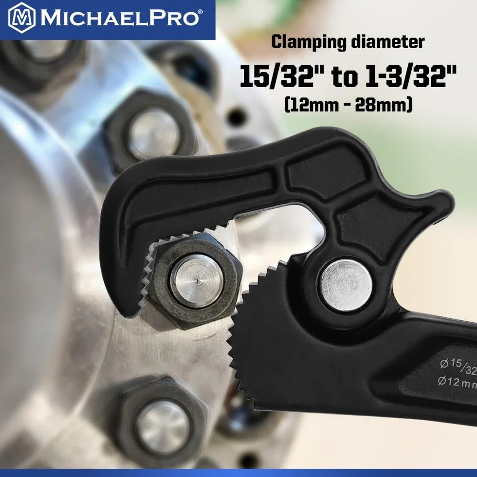 MichaelPro Samoregulujący klucz do rur, 28-calowy klucz wielofunkcyjny, regulowany klucz hydrauliczny, średnica zacisku do 28 mm, klucz regulacyjny z głowicą obrotową