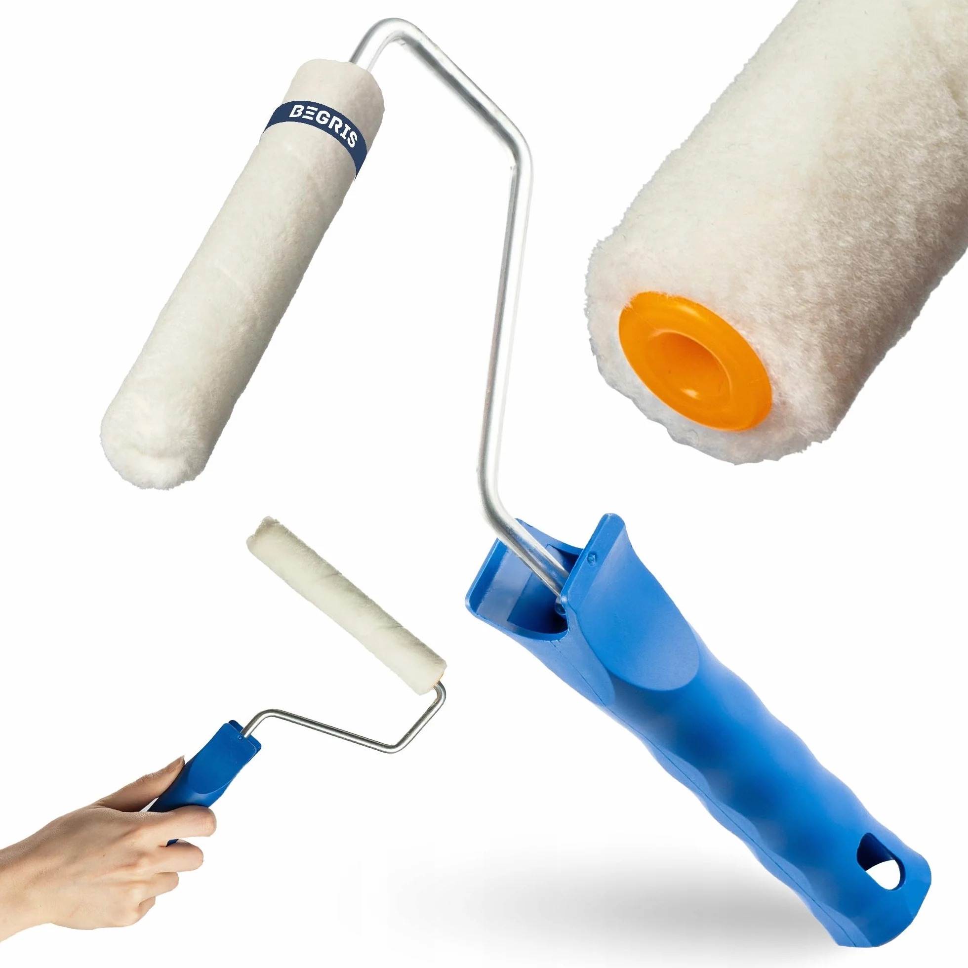 Wałek malarski 15 cm welurowy, z Rączką 25 cm do Farb, Lakierów Otwór Ø 6 mm, Wałek do Malowania i Wykańczania Powierzchni