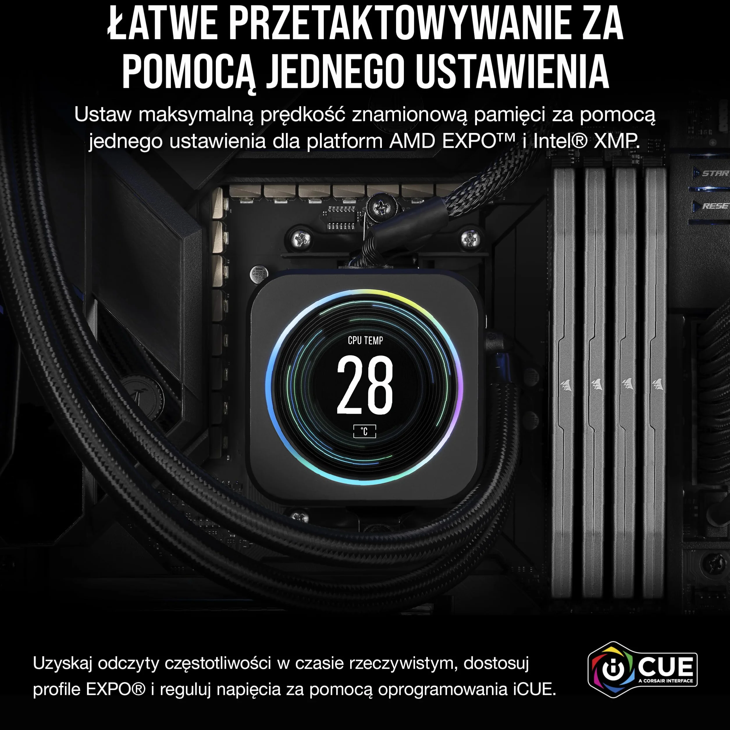 CORSAIR VENGEANCE DDR5 RAM 32GB 6000MHz CL30 AMD EXPO Kompatybilna Pamięć Komputerowa iCUE Szary