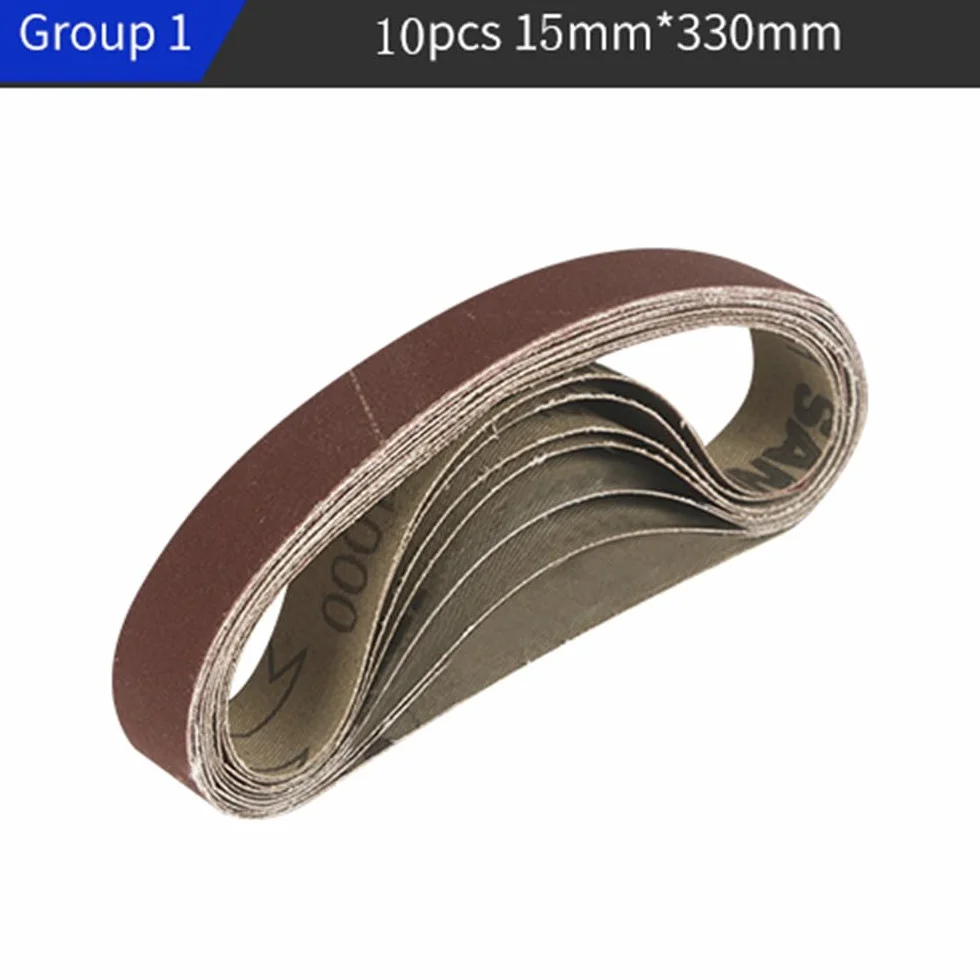 Taśmy szlifierskie, Zestaw 10 pasów szlifierskich do szlifowania drewna i skóry, metalu, wiele rozmiarów(10pcs 25mmx330mm)