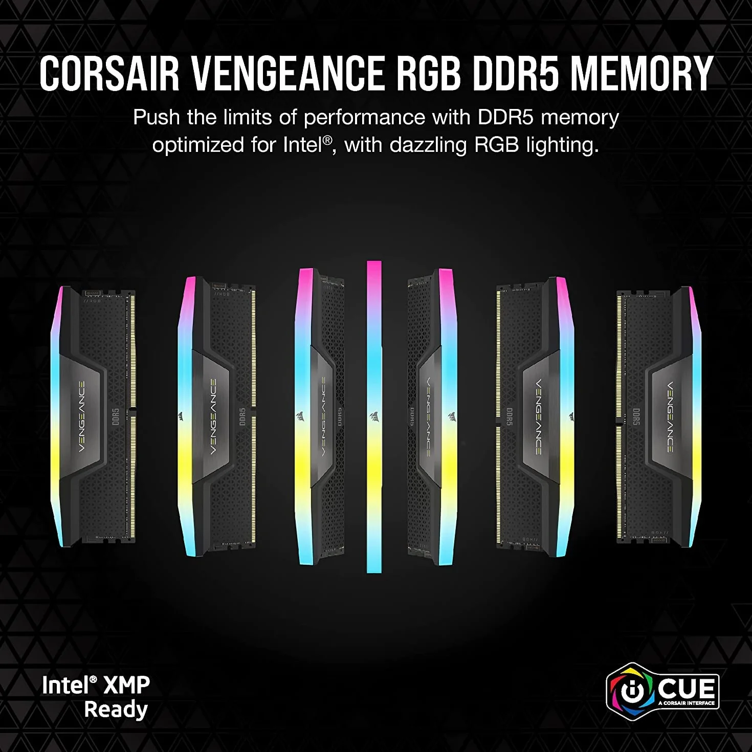 CORSAIR VENGEANCE RGB DDR5 32GB (2x16GB) 6400MHz CL36 Intel XMP iCUE czarna CMH32GX5M2B6400C36