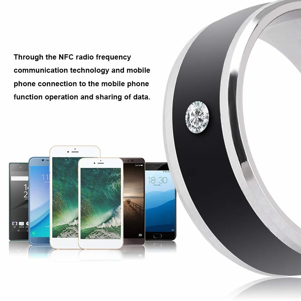 01 Inteligentny Magic Wearable Device - wielofunkcyjny Smart Ring z czułym chipem NFC do telefonów komórkowych (rozmiar 11, 12)