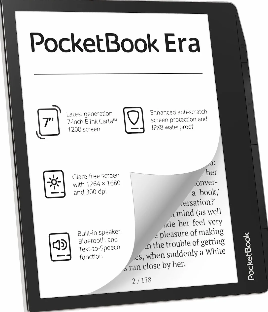 Pocketbook Ereader 7640152096716 Czytnik Ebooków, Czarny, 7"