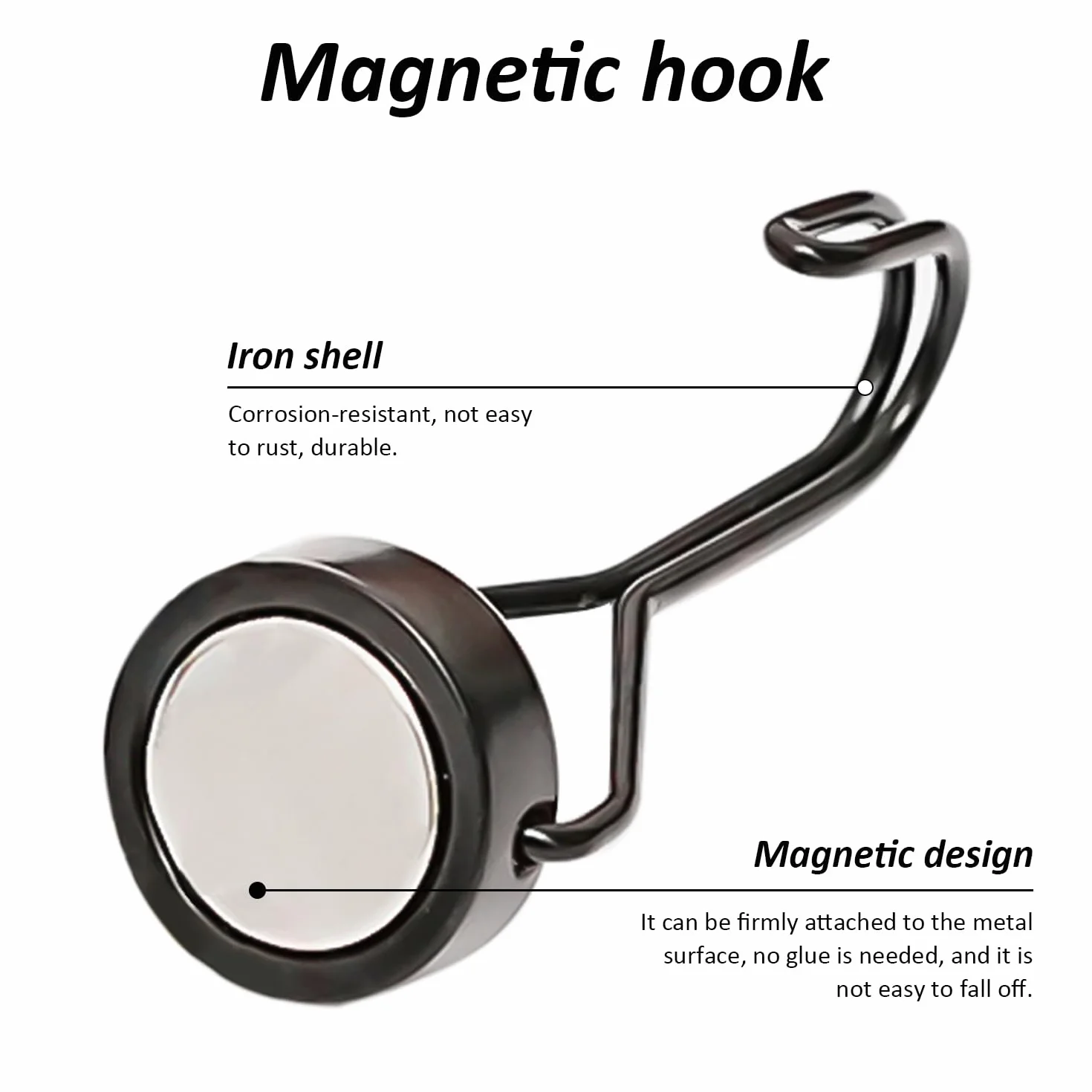 8 sztuk haczyków magnetycznych, super mocne haczyki, haczyki kuchenne, nierdzewne metalowe haczyki, przenośne haczyki magnetyczne, praktyczne gadżety do kuchni, biura, sypialni (czarne, białe