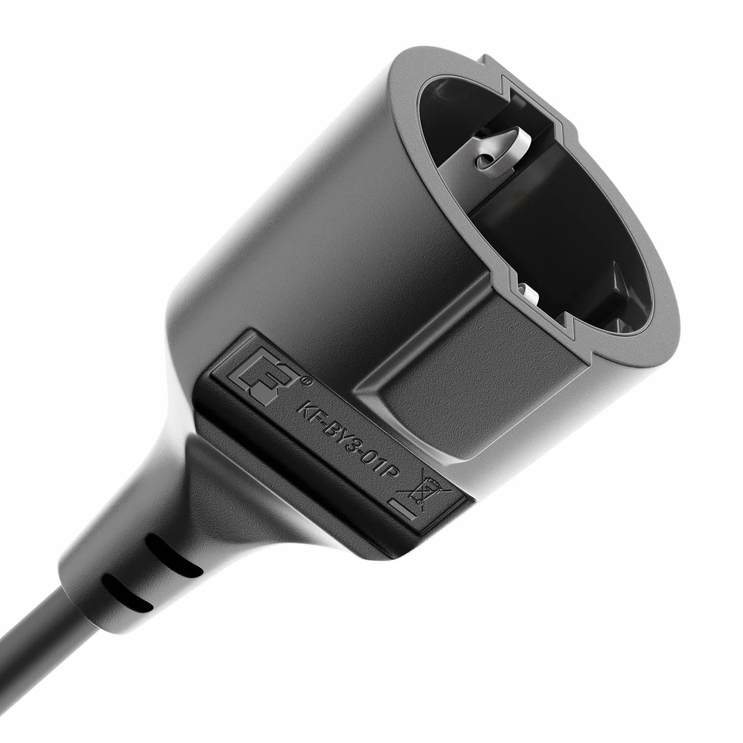 deleyCON 3,0m Kabel Zasilający Przedłużacz z Płaskim Wtykiem Ochronnym Przewód Energetyczny Przedłużenie 3680W Gospodarstwo Domowe Biuro Multimedia Czarny