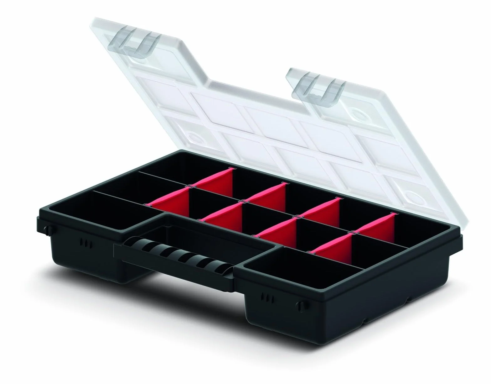 Mivos Dwustronna skrzynka asortymentowa 287x186x100mm - 2-stronna skrzynka do sortowania z 64 regulowanymi przegródkami – pudełko na śruby – Organizer na akcesoria