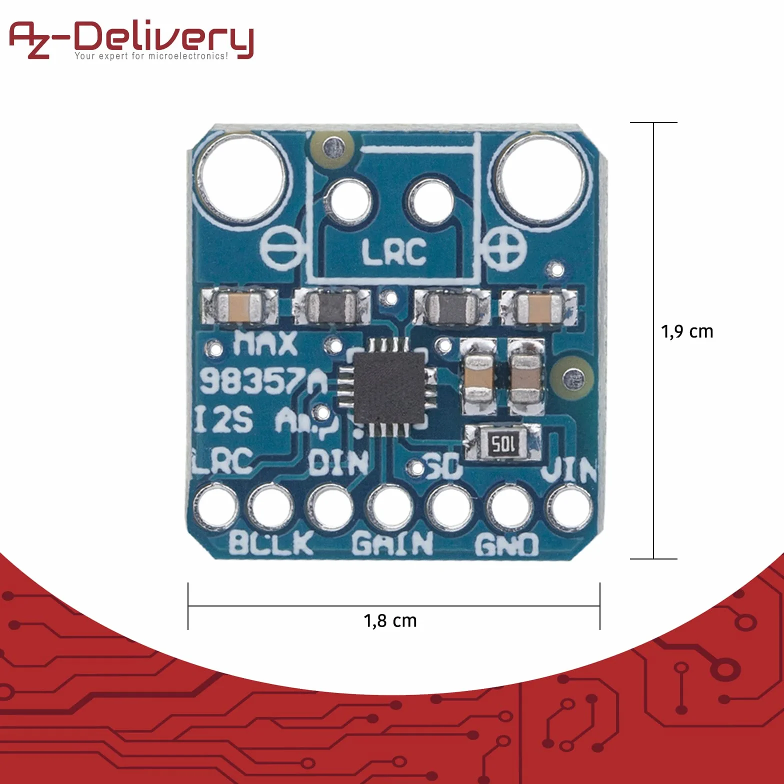 AZDelivery I2S 3W Wzmacniacz klasy D Breakout - MAX98357A [ADA3006]