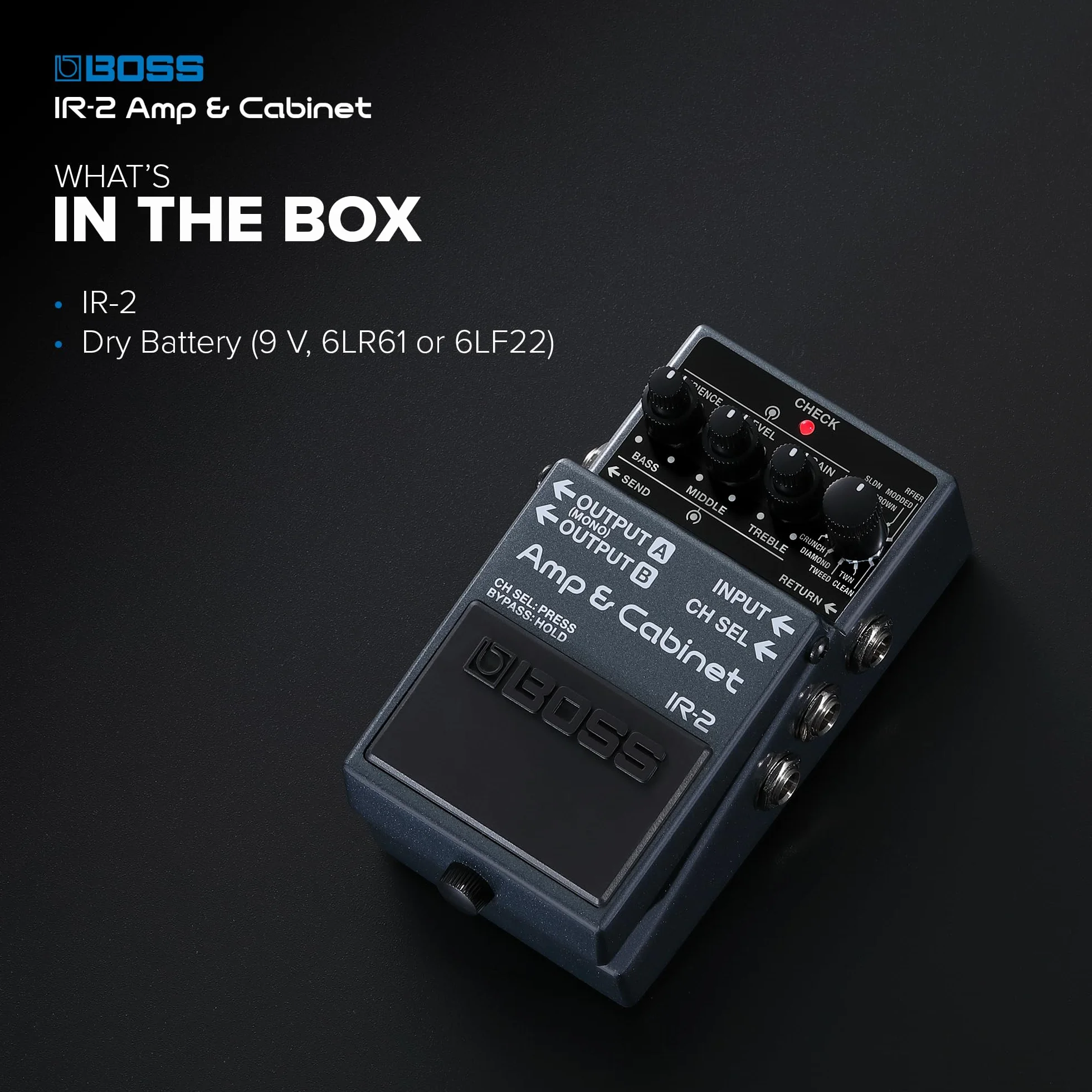 BOSS IR-2 Amp & Cabinet | Emulator Wzmaczniaczy Premium & Cabinet IR Loader | 11 Różnych Typów Wzmacniaczy | Kolumny IR od Celestion Digital | Prosty Interfejs Użytkownika