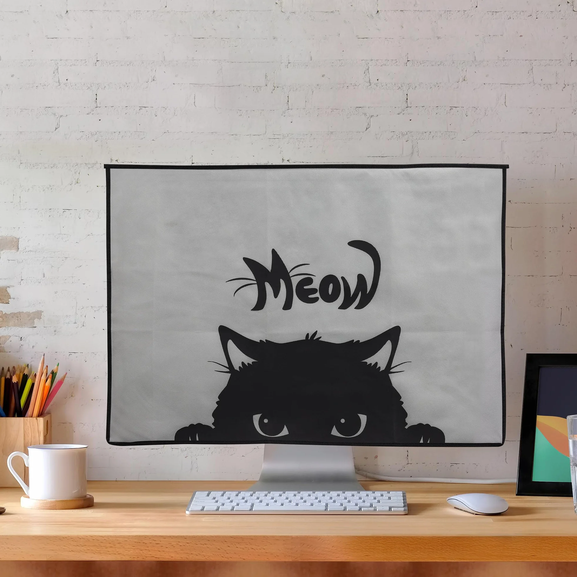 Kwmobile Osłona ekranu kompatybilna z 27-28" monitorem, ochrona ekranu z 2 przegródkami, szaro-czarna