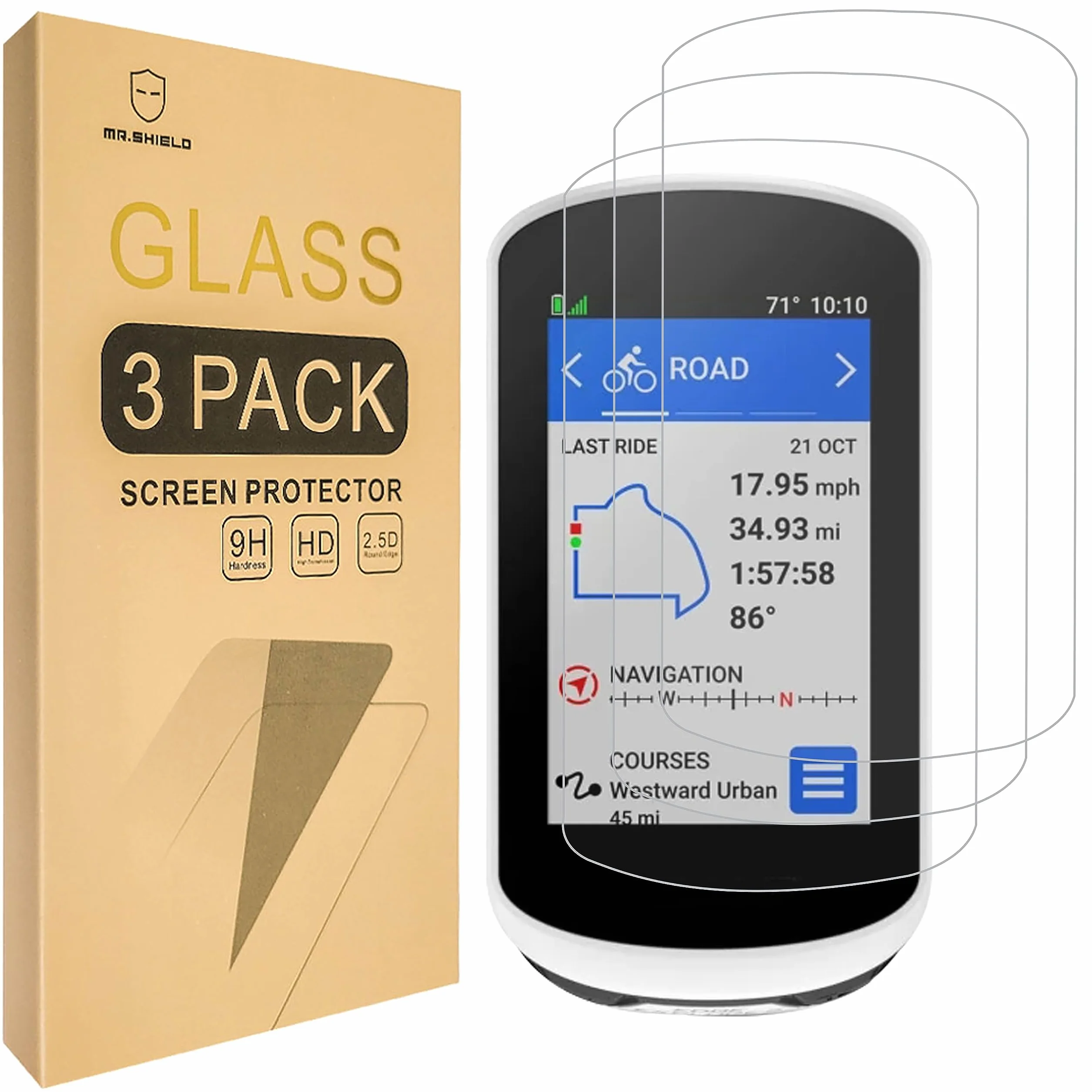 Mr.Shield Ochraniacz Ekranu do Garmin Edge Explore 2, 3 Sztuki Szkło Hartowane 9H Odporny na Zarysowania HD