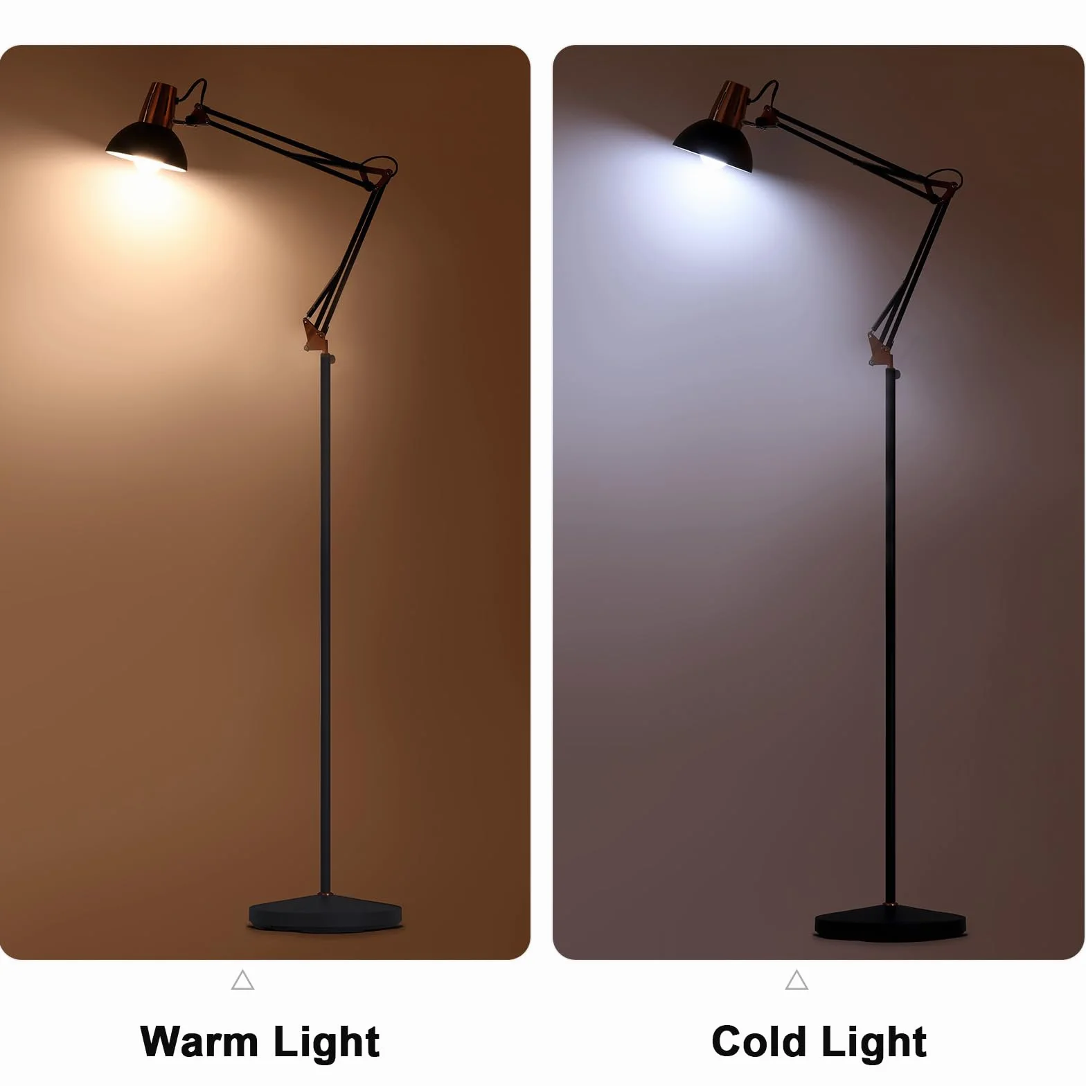 FIRVRE Lampa stojąca LED, retro, metalowa, wychylna lampa stojąca, 3 tryby użytkowania – lampa stojąca, lampa biurkowa z klipsem, E27, lampa do czytania architektów, z przełącznikiem ciśnieniowym, do