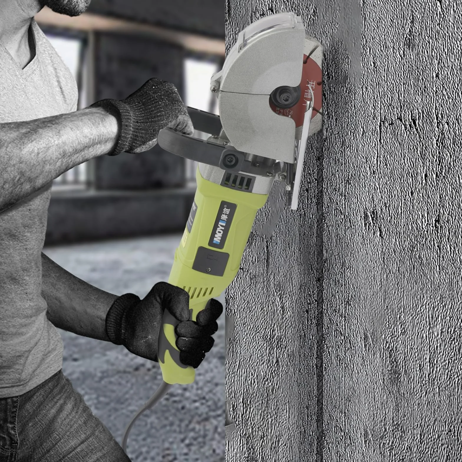 Bruzdownica szczelinowa, elektryczna frezarka szczelinowa 4 kW, bruzdownica murowa 220 V, tarcze tnące 7500 obr./min, frez do ścian z 5 sztukami brzeszczotu 125 mm