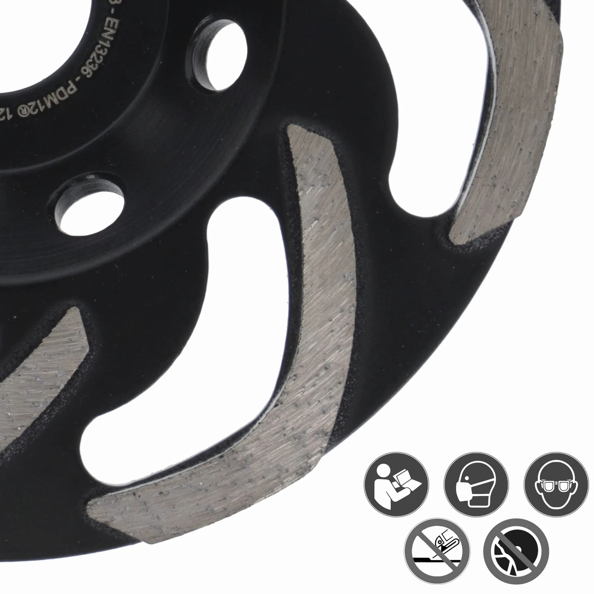 PRODIAMANT Profesjonalna diamentowa tarcza szlifierska Boomerang 125 mm x 22,2 mm, bardzo gruba, uniwersalna ziarnistość do kleju, betonu, kamienia zoptymalizowana pod kątem odsysania pyłu