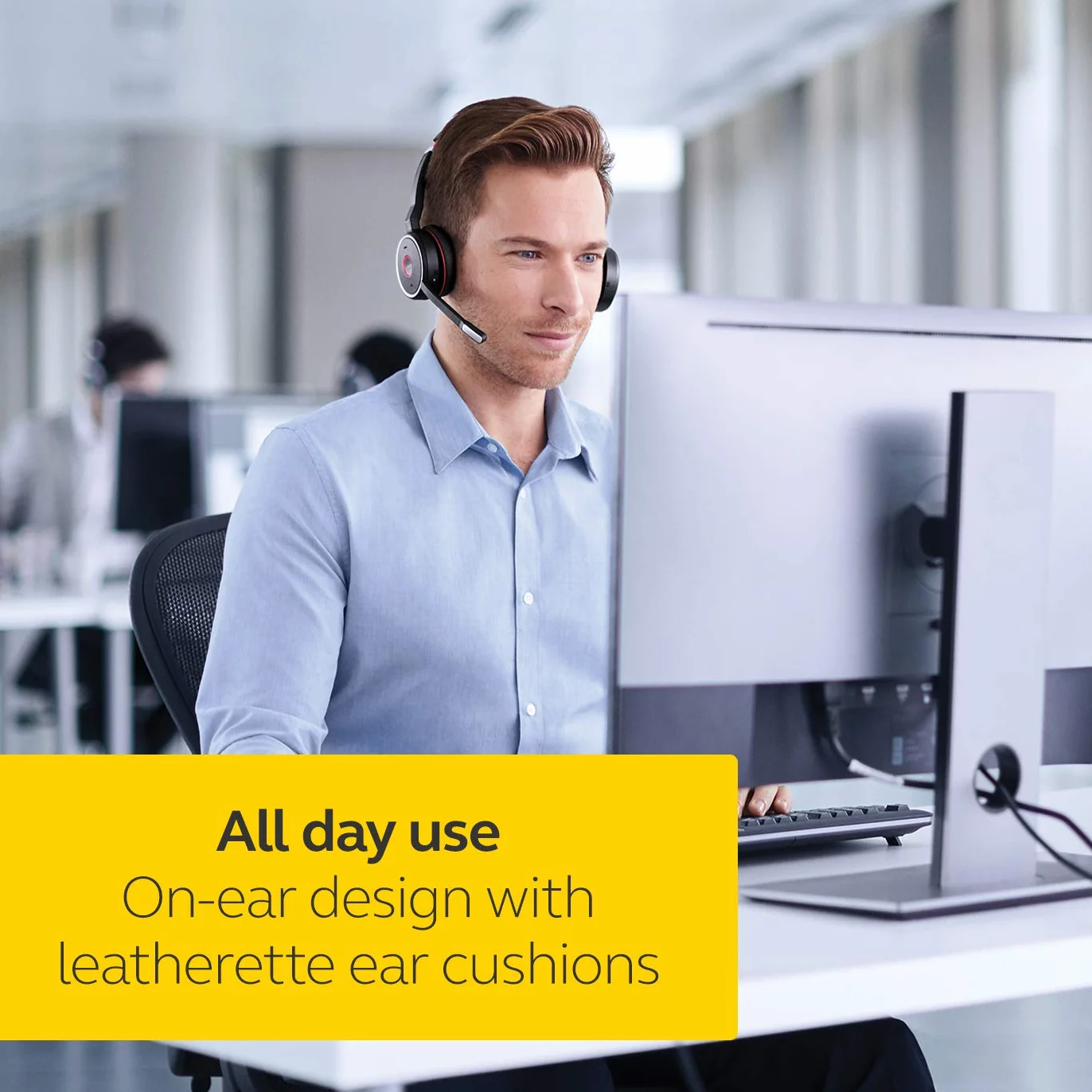 Jabra Evolve 75 MS Stereo zestaw słuchawkowy, bezprzewodowy i nauszny, z certyfikatem Microsoft, długotrwałą baterią i stacją ładującą - adapter Bluetooth USB - czarny